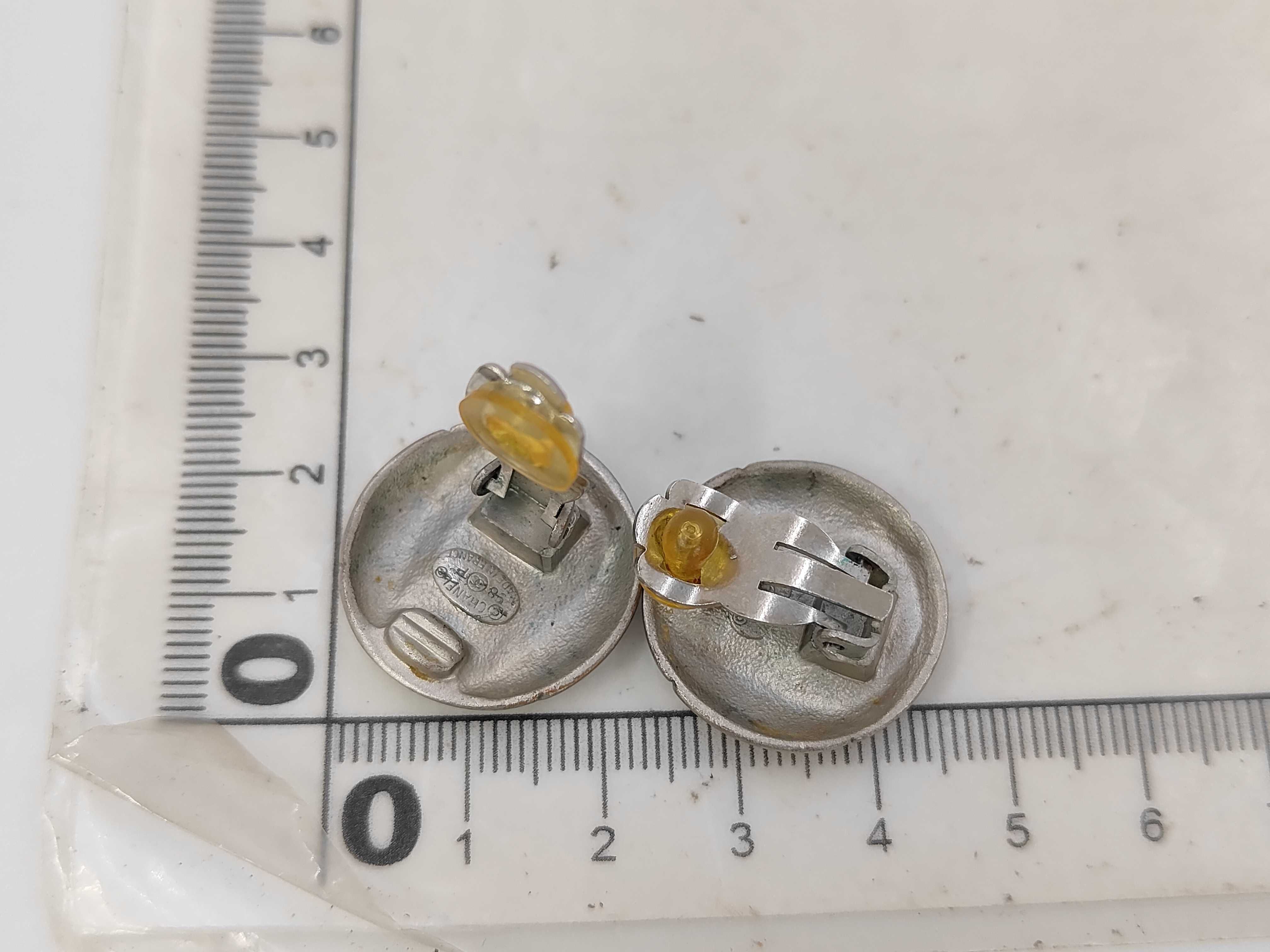 Silver Metal Vintage Coco Mark Earrings — view 6