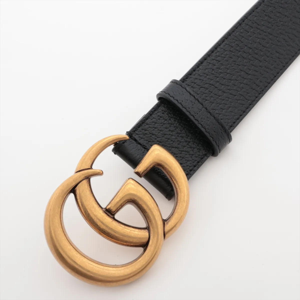 406831 Double G Belt 110 Leather x GP Black x Gold — view 2