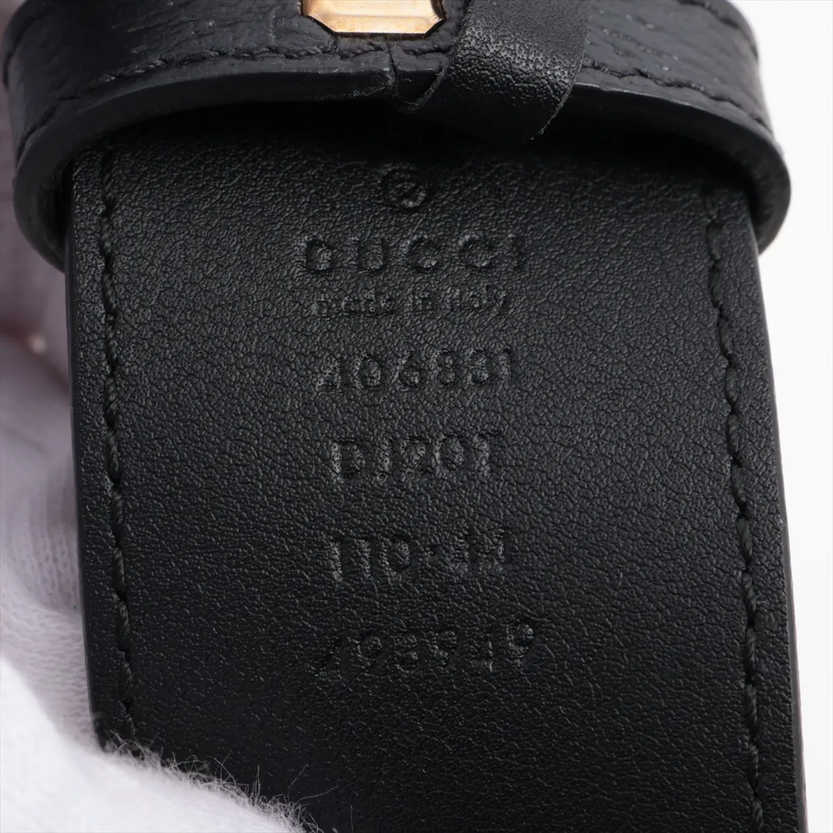 406831 Double G Belt 110 Leather x GP Black x Gold — view 5