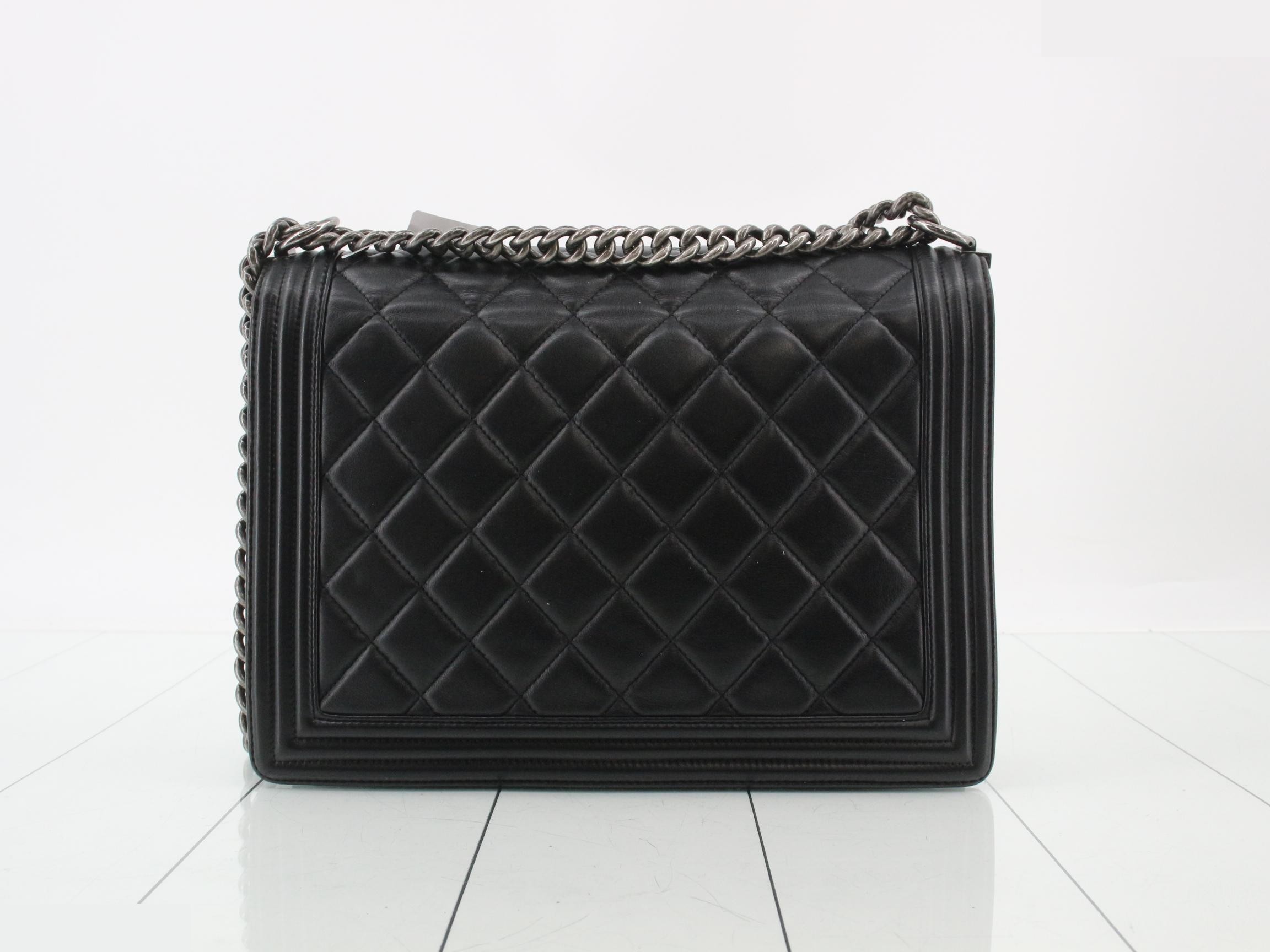 Boy Chanel Lambskin Chain Shoulder Bag, Black — view 2