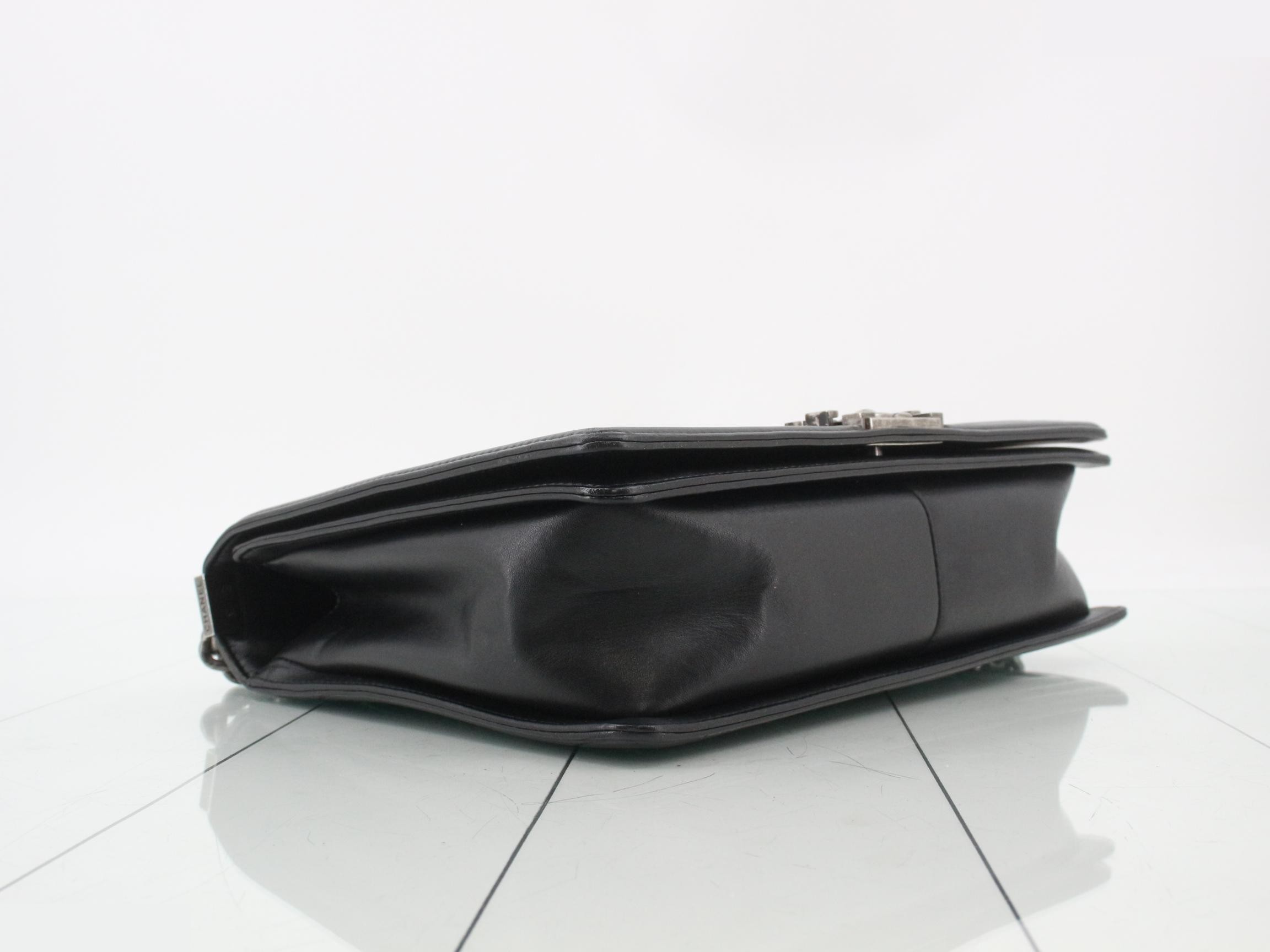 Boy Chanel Lambskin Chain Shoulder Bag, Black — view 5