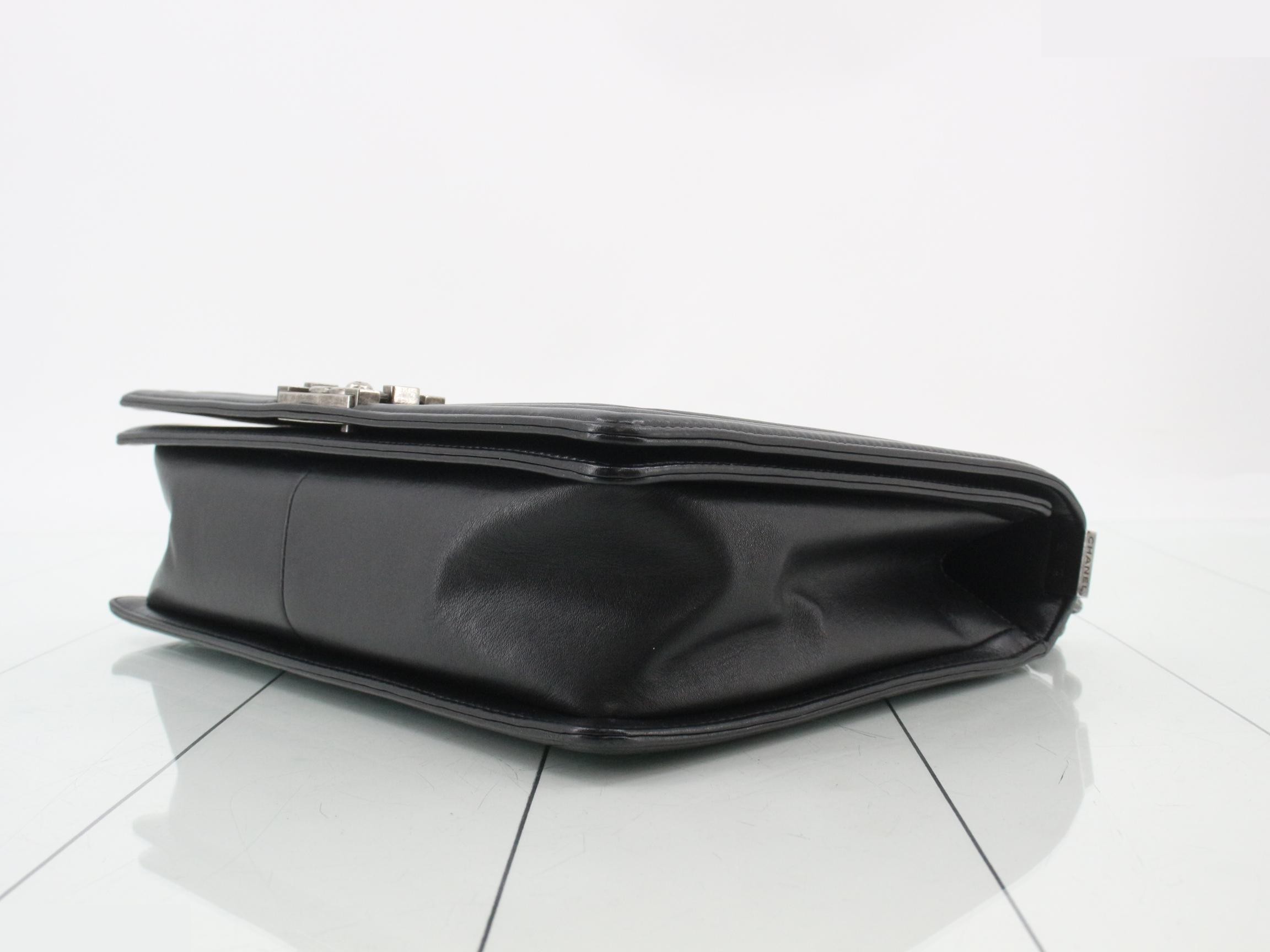Boy Chanel Lambskin Chain Shoulder Bag, Black — view 6