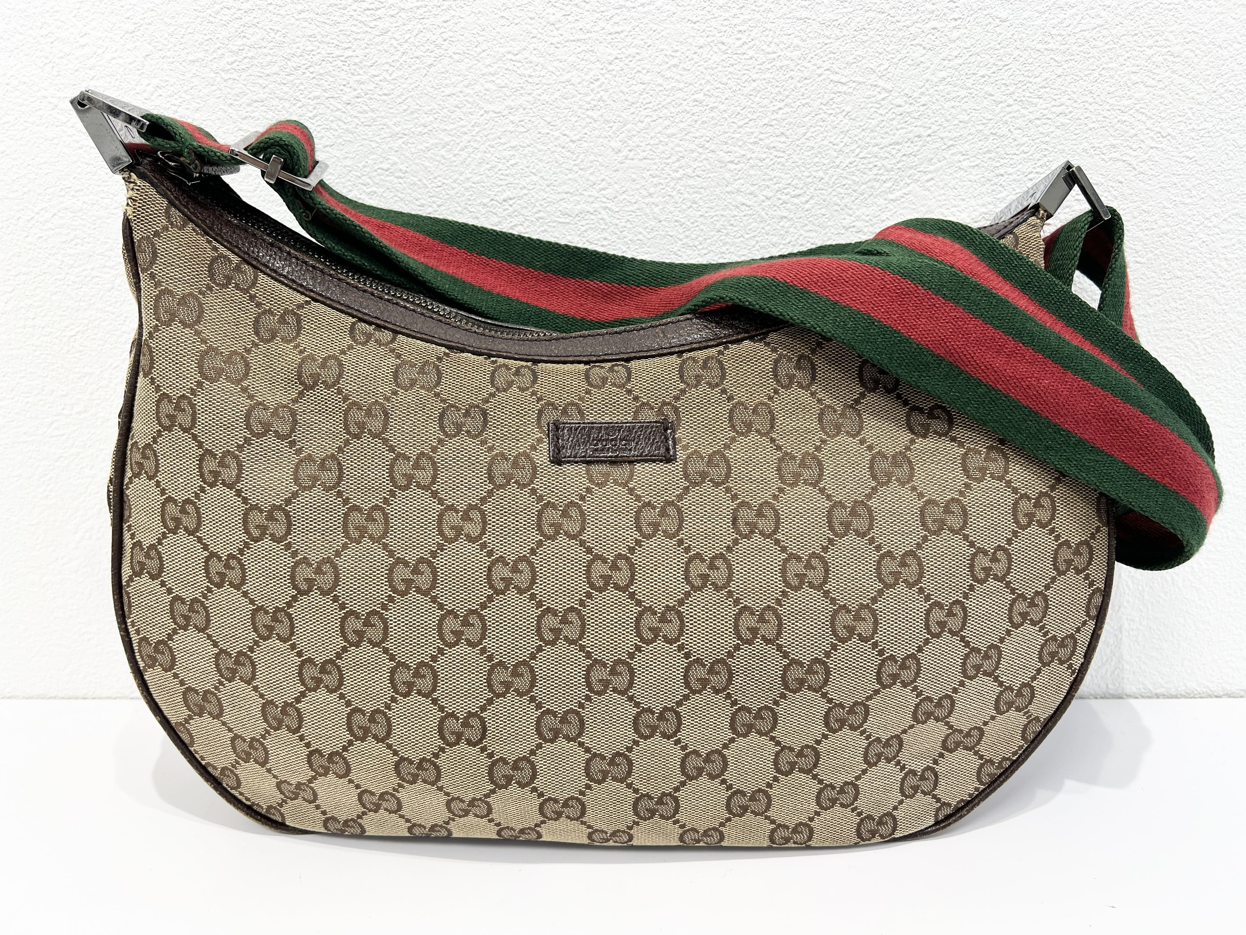Sherry Line GG Moon Hobo Canvas Leather Shoulder Bag (One Shoulder Bag)