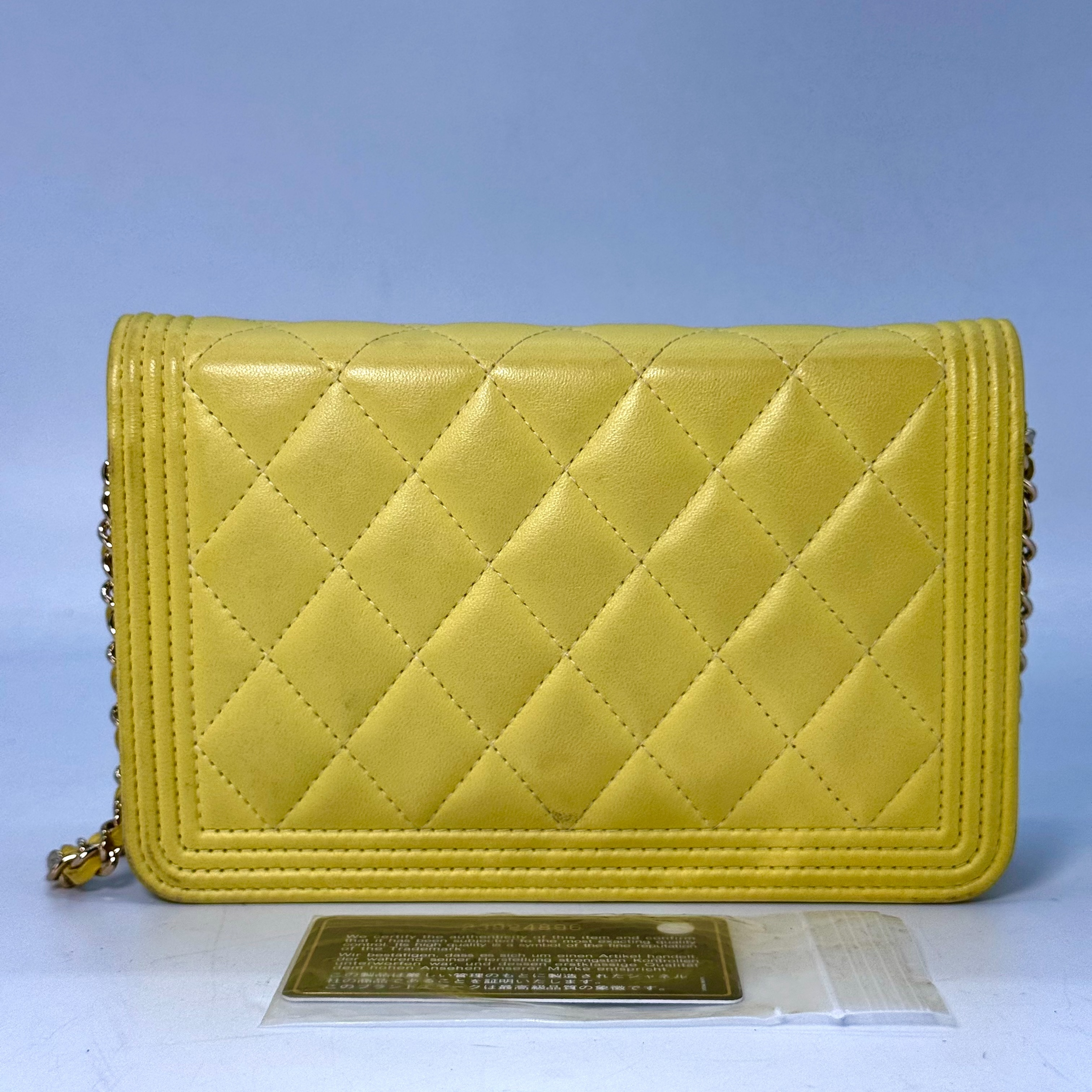 Boy Chanel Single Flap Lambskin Chain Shoulder Bag, Yellow, 23924896 (Shoulder Bag) — view 2