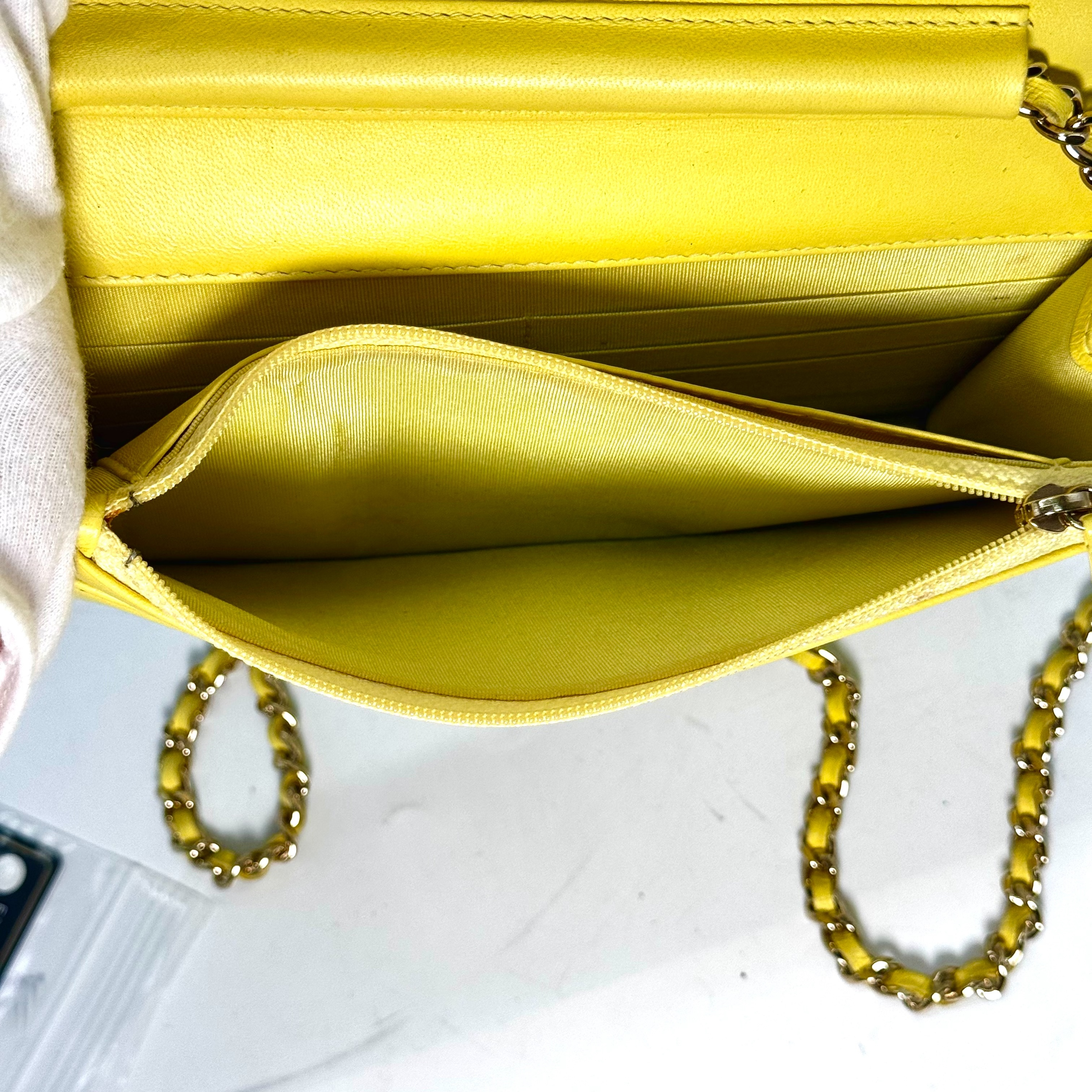 Boy Chanel Single Flap Lambskin Chain Shoulder Bag, Yellow, 23924896 (Shoulder Bag) — view 5