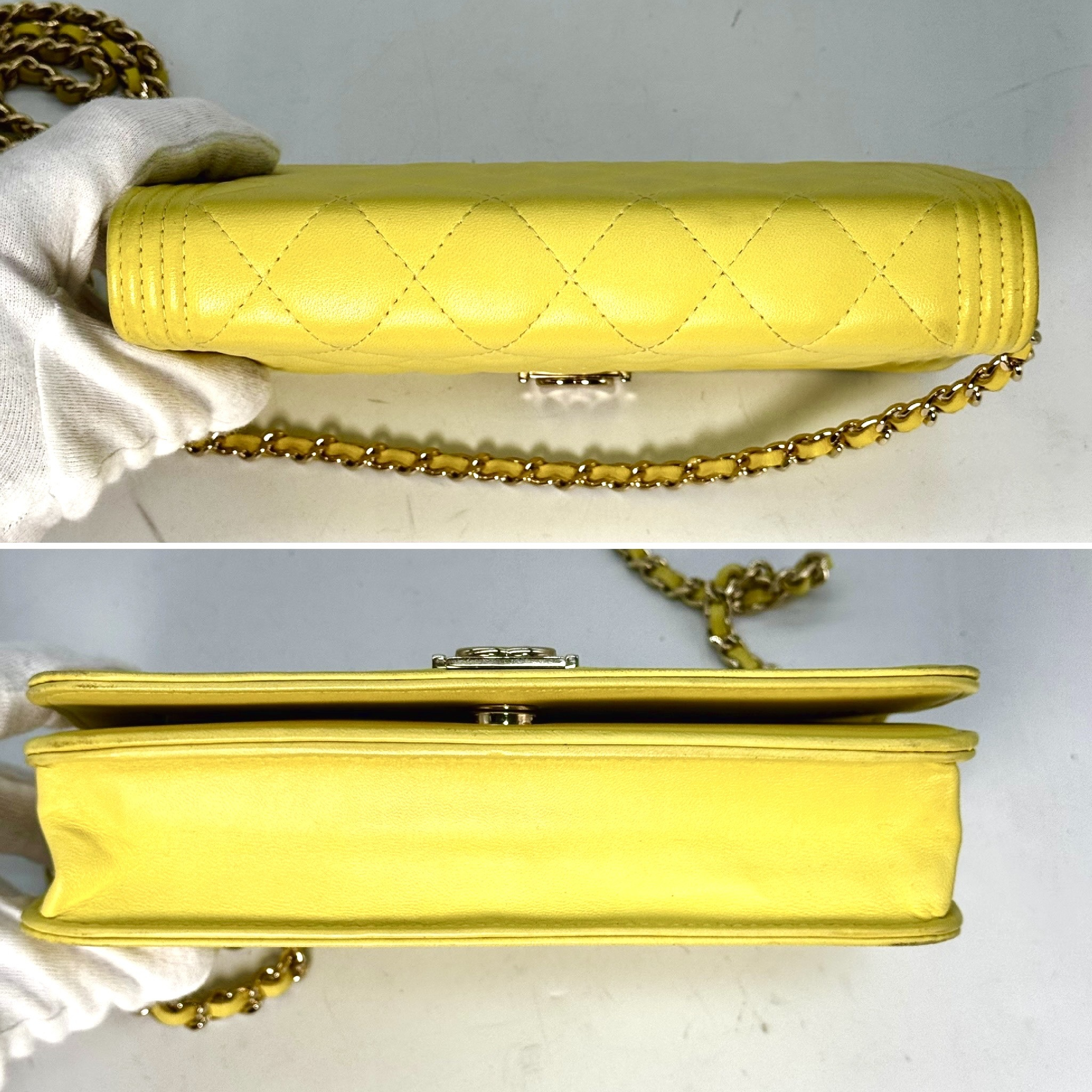 Boy Chanel Single Flap Lambskin Chain Shoulder Bag, Yellow, 23924896 (Shoulder Bag) — view 7