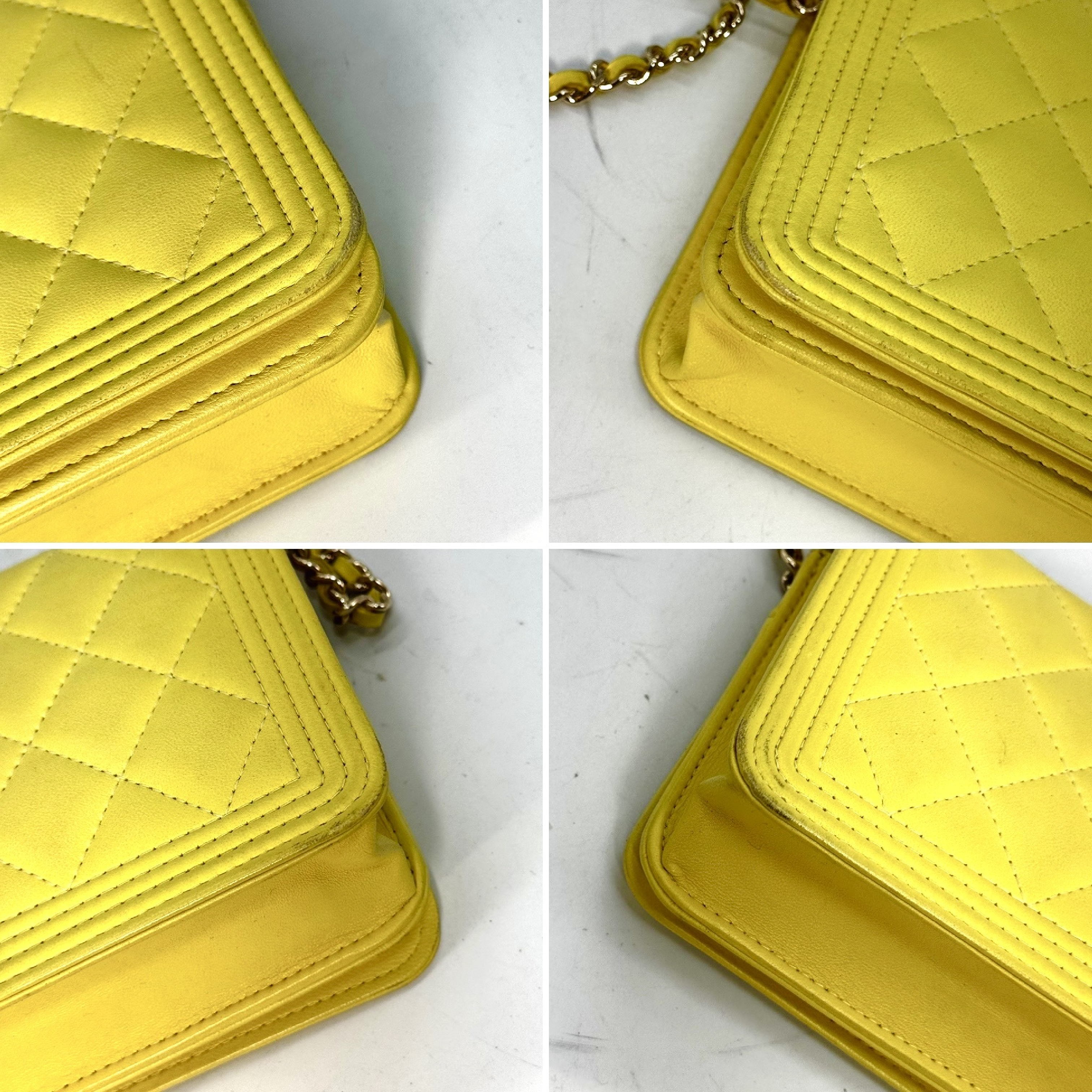 Boy Chanel Single Flap Lambskin Chain Shoulder Bag, Yellow, 23924896 (Shoulder Bag) — view 8