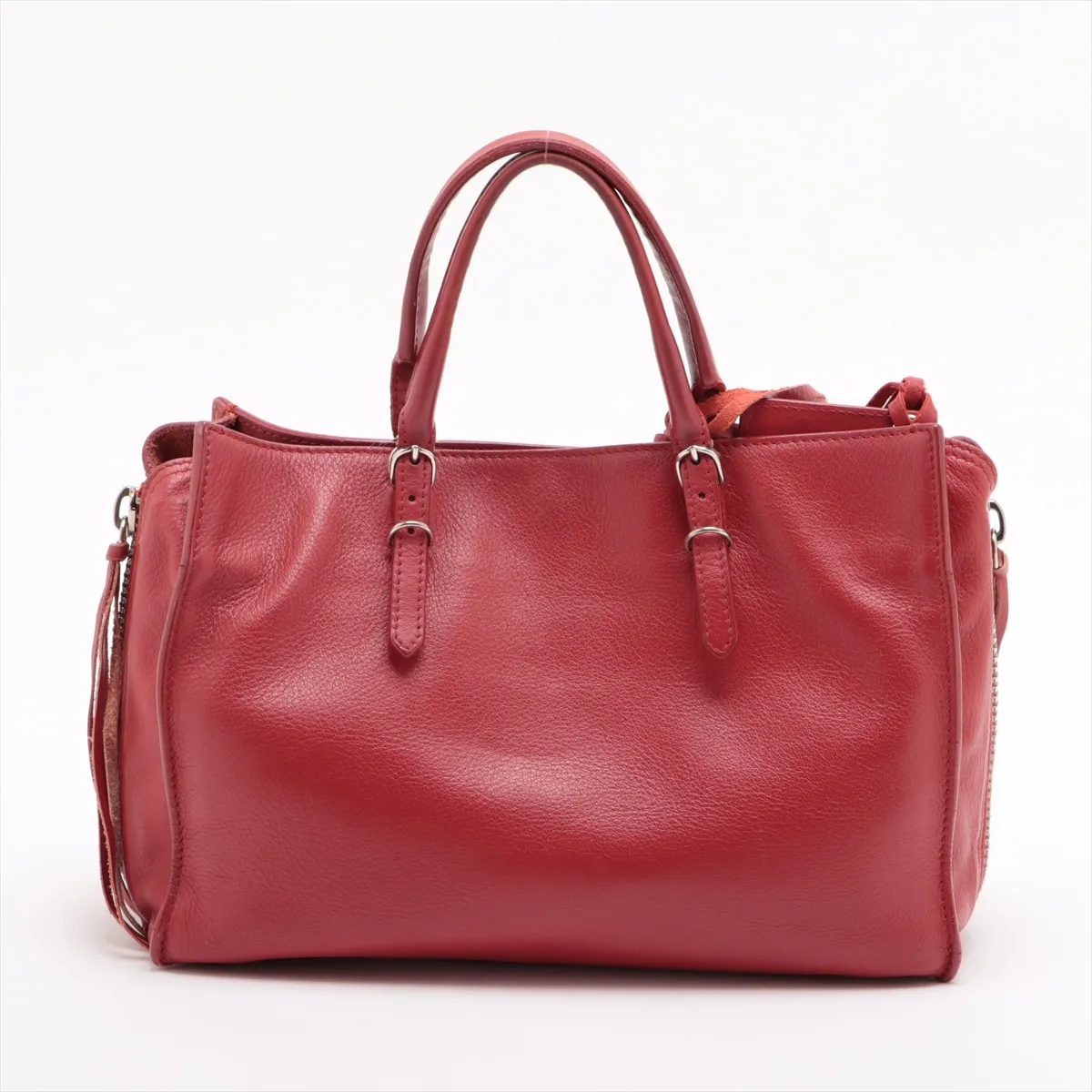 The Paper Mini Leather 2WAY Handbag Red 370926 No clasp screws Includes mirror — view 2