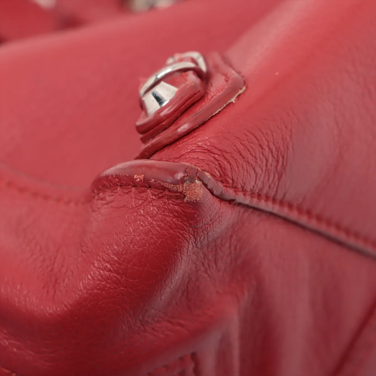 The Paper Mini Leather 2WAY Handbag Red 370926 No clasp screws Includes mirror — view 12