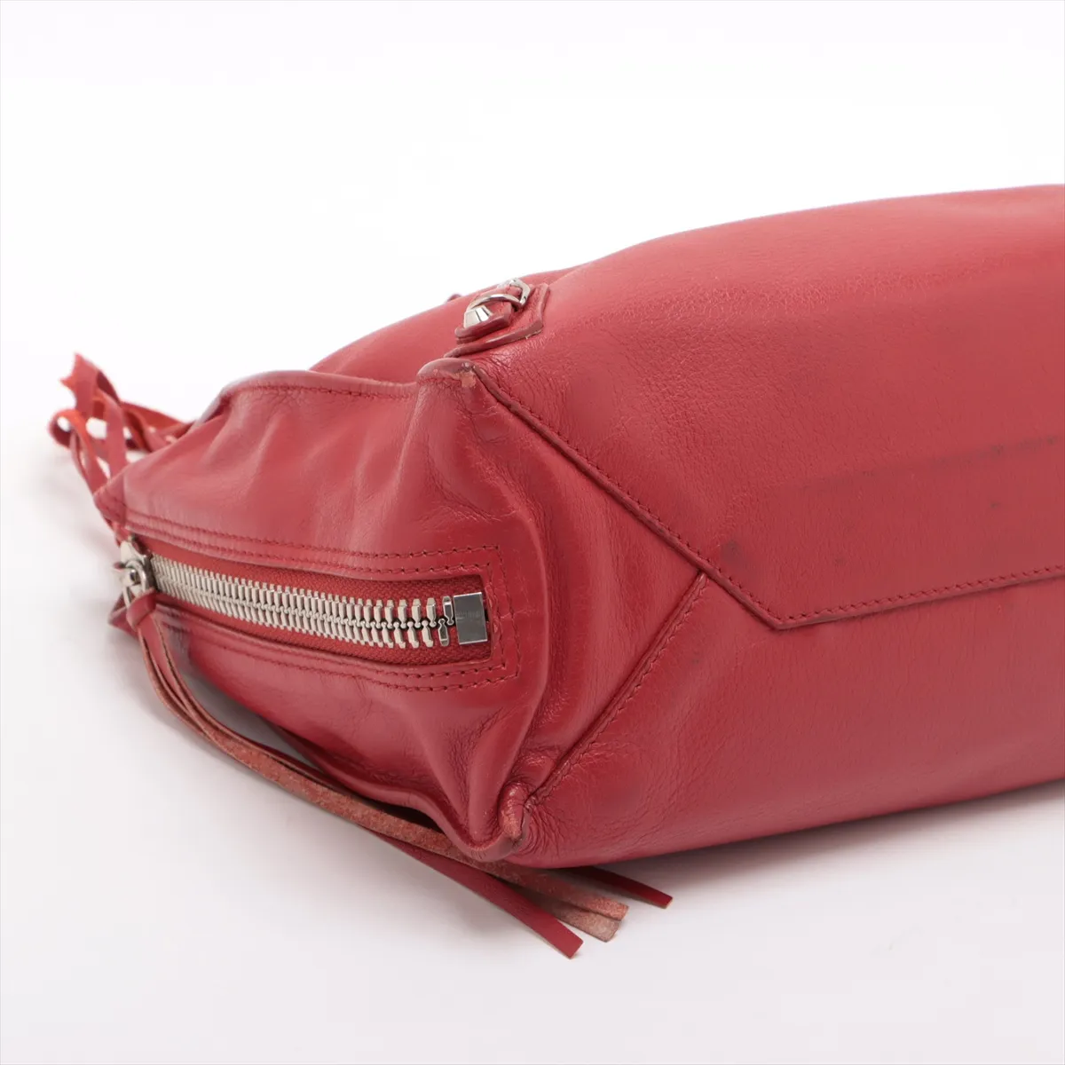 The Paper Mini Leather 2WAY Handbag Red 370926 No clasp screws Includes mirror — view 4