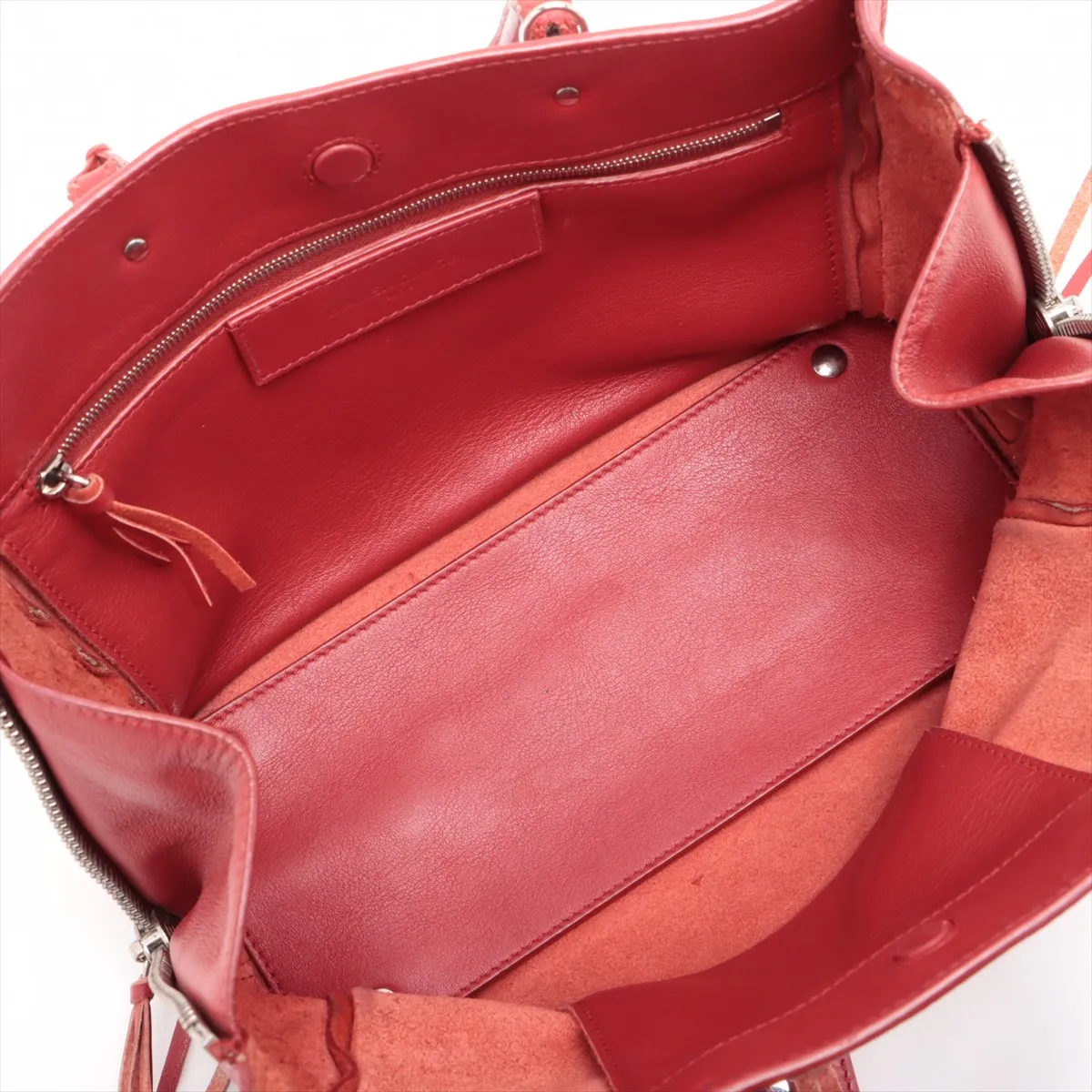 The Paper Mini Leather 2WAY Handbag Red 370926 No clasp screws Includes mirror — view 7