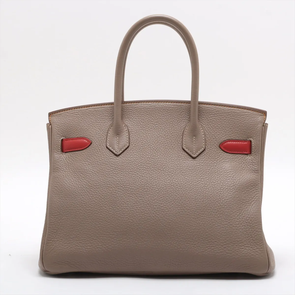 [Individually wrapped] Hermes Birkin Kazak 30 Taurillon Clemence x Vaux Swift Tourtière Gray x Sanguine x Mutard Matte Silver Hardware P:2012 — view 2
