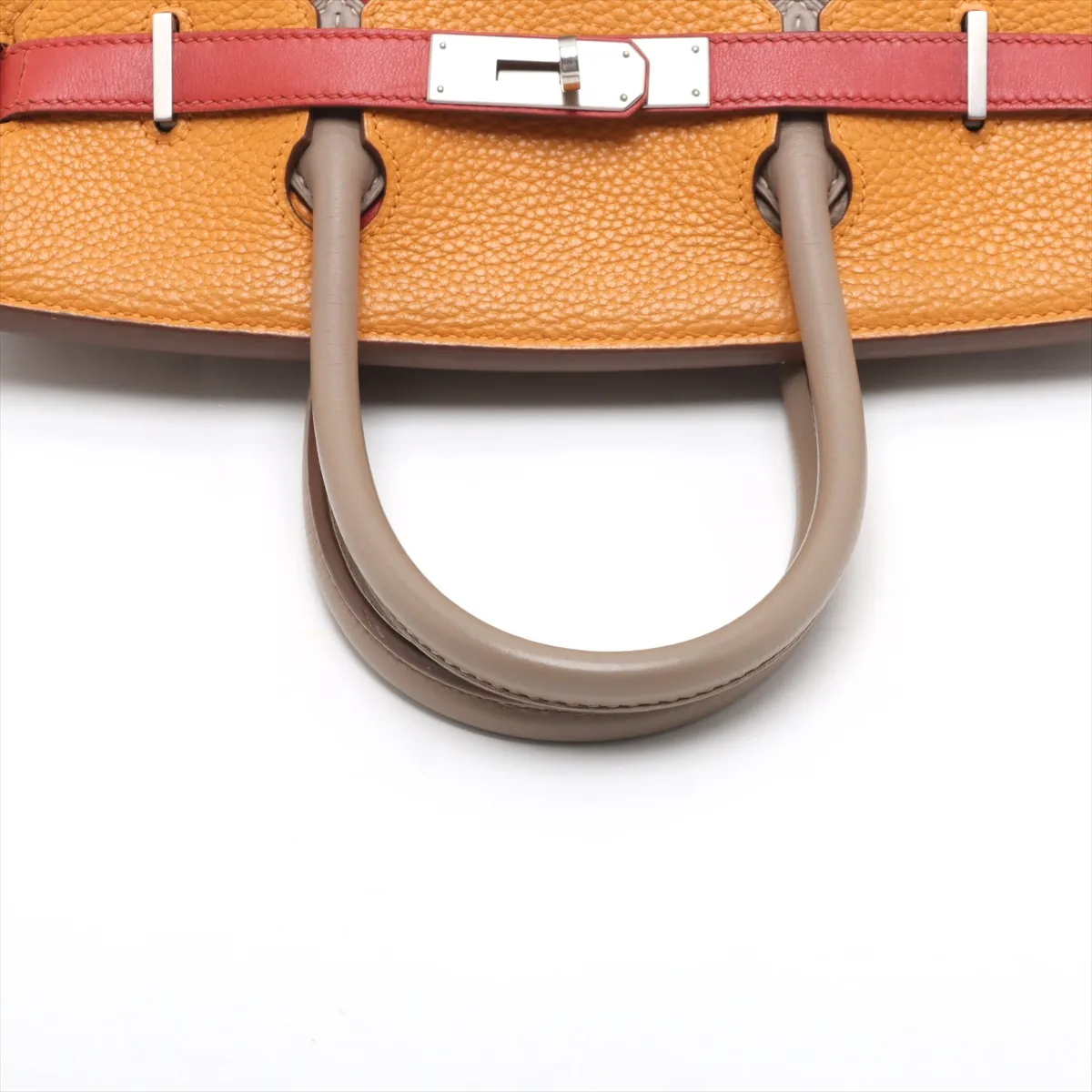[Individually wrapped] Hermes Birkin Kazak 30 Taurillon Clemence x Vaux Swift Tourtière Gray x Sanguine x Mutard Matte Silver Hardware P:2012 — view 5