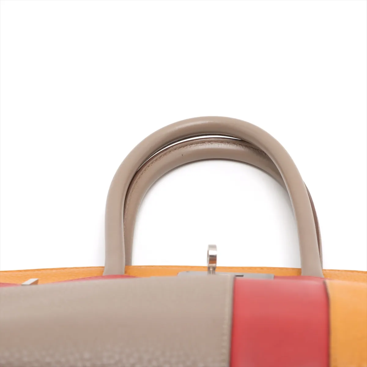 [Individually wrapped] Hermes Birkin Kazak 30 Taurillon Clemence x Vaux Swift Tourtière Gray x Sanguine x Mutard Matte Silver Hardware P:2012 — view 6