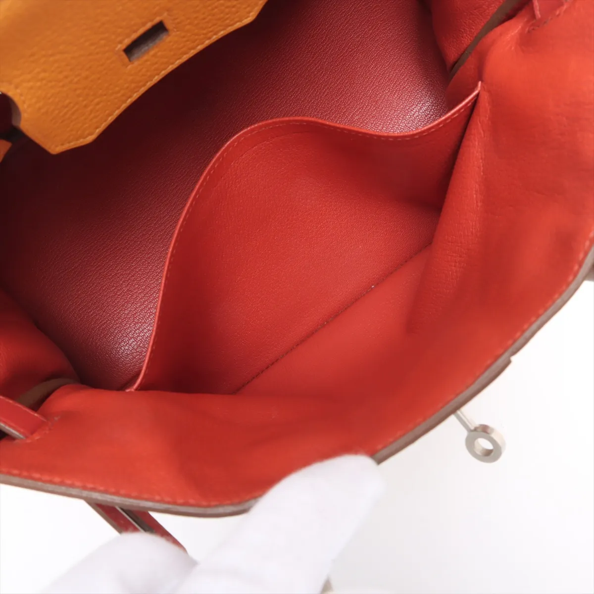 [Individually wrapped] Hermes Birkin Kazak 30 Taurillon Clemence x Vaux Swift Tourtière Gray x Sanguine x Mutard Matte Silver Hardware P:2012 — view 8