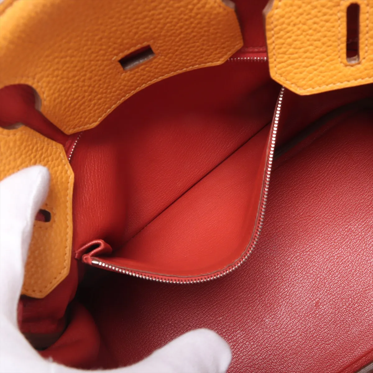 [Individually wrapped] Hermes Birkin Kazak 30 Taurillon Clemence x Vaux Swift Tourtière Gray x Sanguine x Mutard Matte Silver Hardware P:2012 — view 9