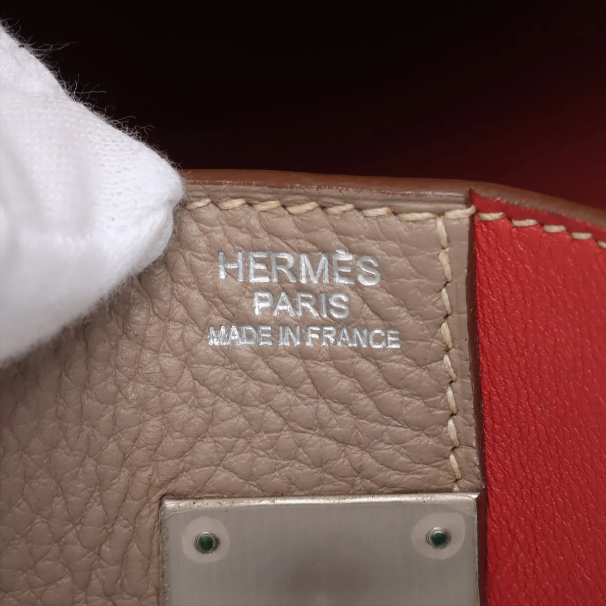 [Individually wrapped] Hermes Birkin Kazak 30 Taurillon Clemence x Vaux Swift Tourtière Gray x Sanguine x Mutard Matte Silver Hardware P:2012 — view 10