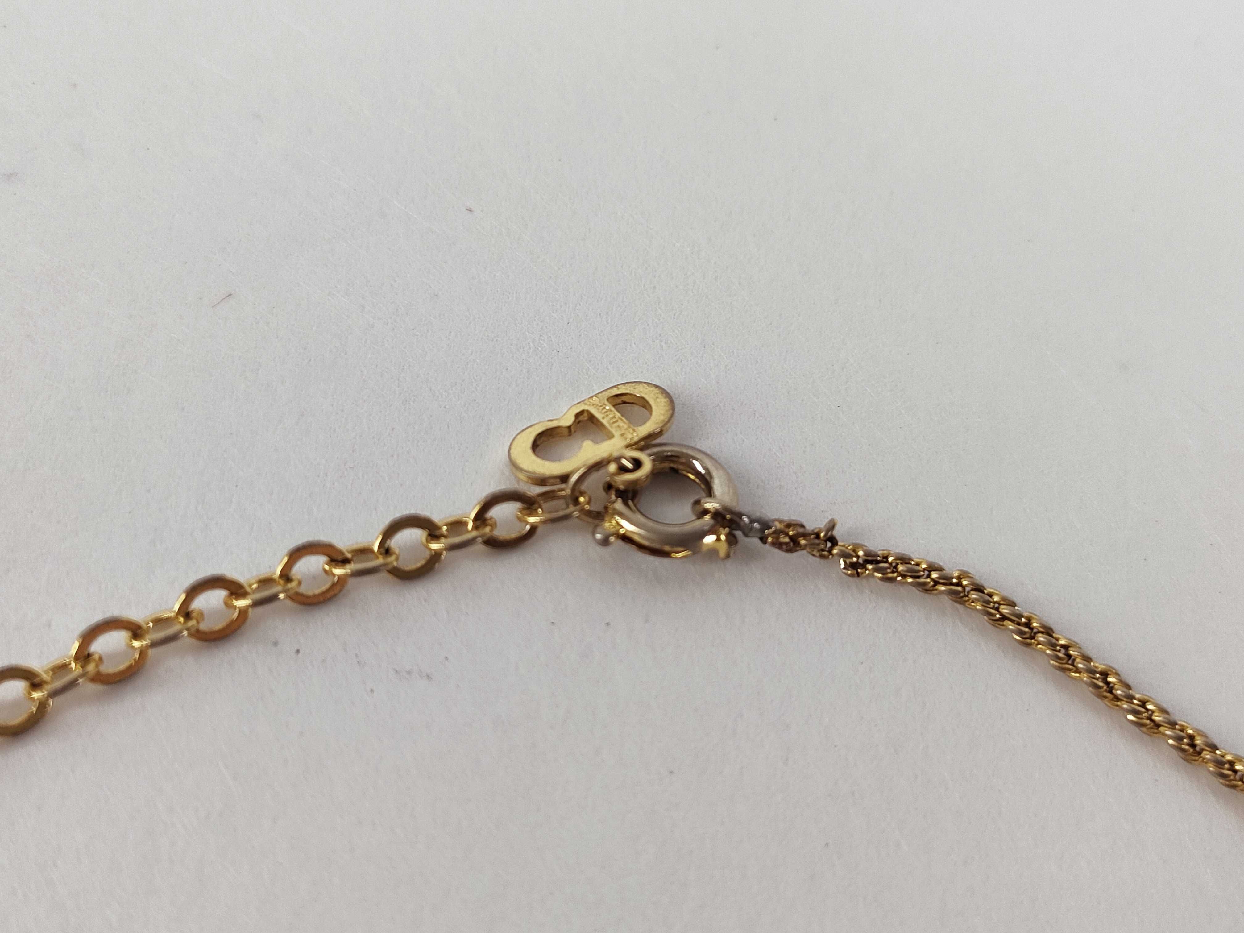 CD Logo Oval Rhinestone Gold Necklace — view 3