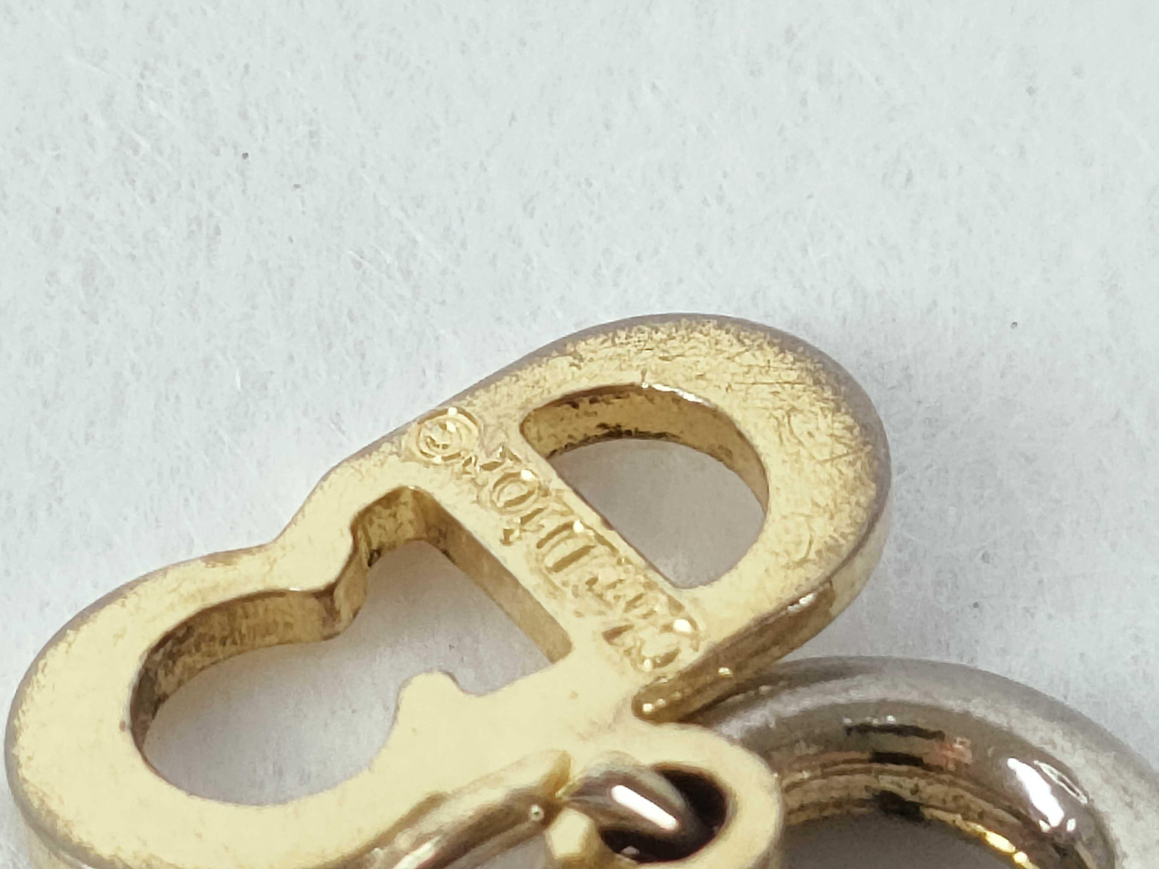 CD Logo Oval Rhinestone Gold Necklace — view 4