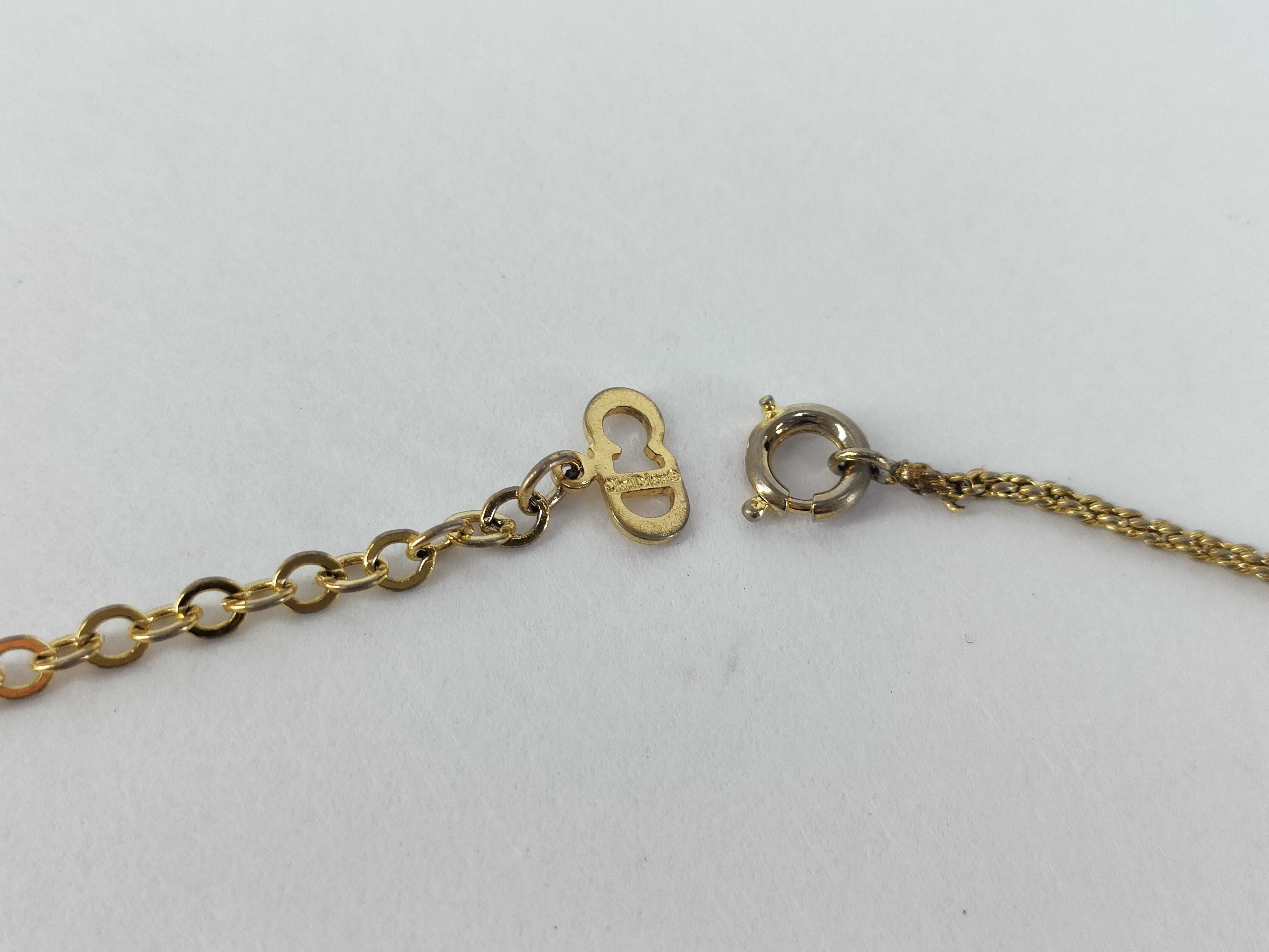CD Logo Oval Rhinestone Gold Necklace — view 5