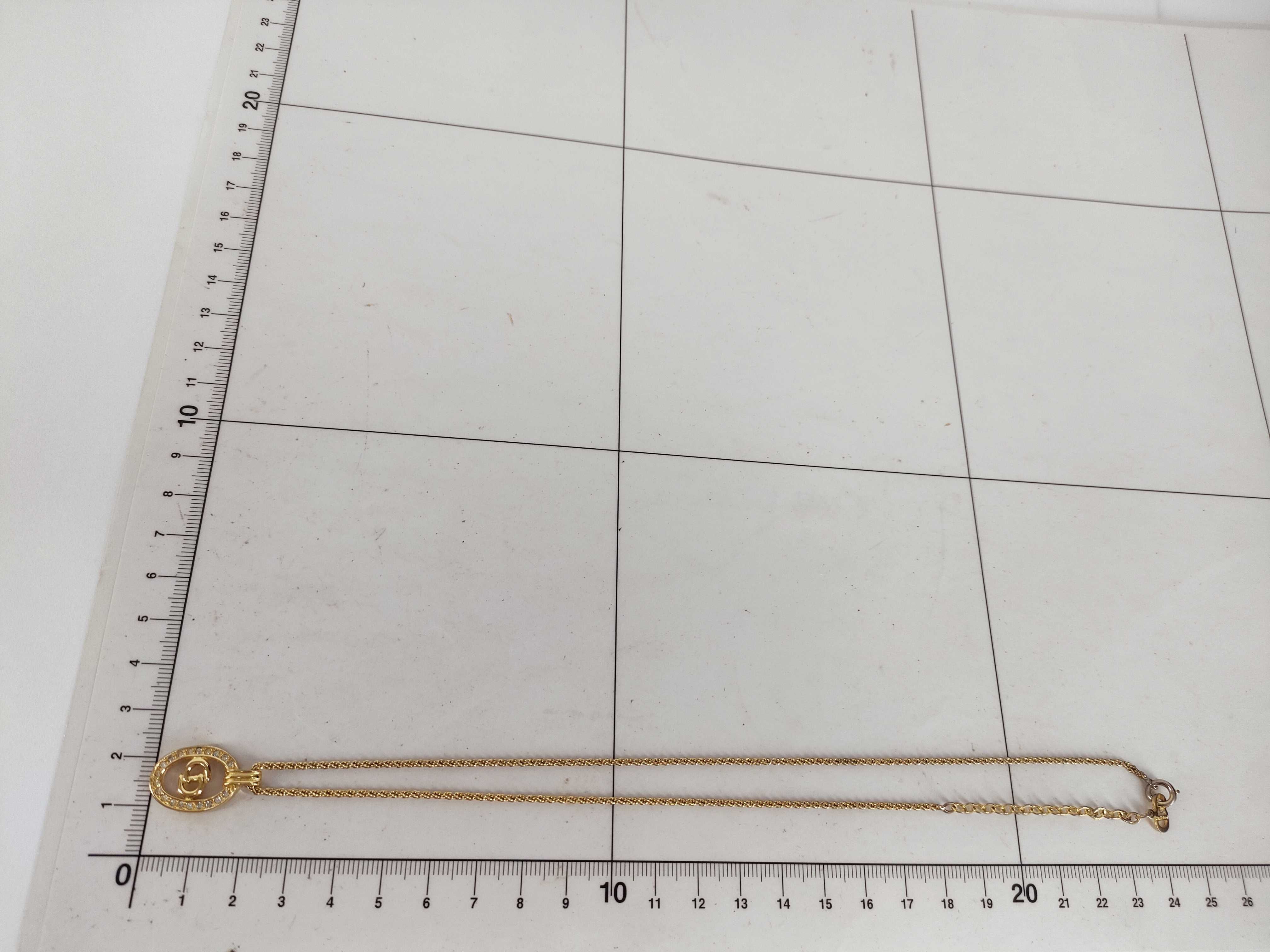 CD Logo Oval Rhinestone Gold Necklace — view 10