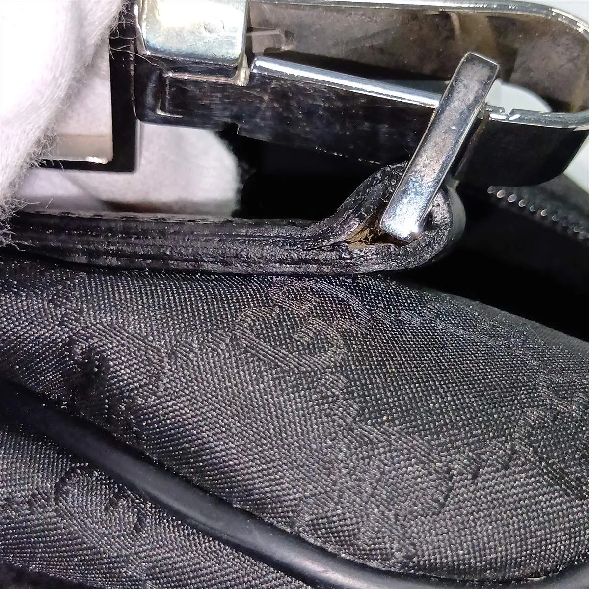 GG Nylon x Leather 2-Way Boston Bag Black 196356 Outlet — view 11