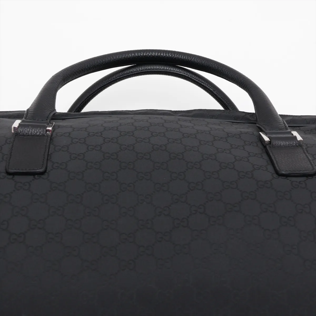 GG Nylon x Leather 2-Way Boston Bag Black 196356 Outlet — view 6