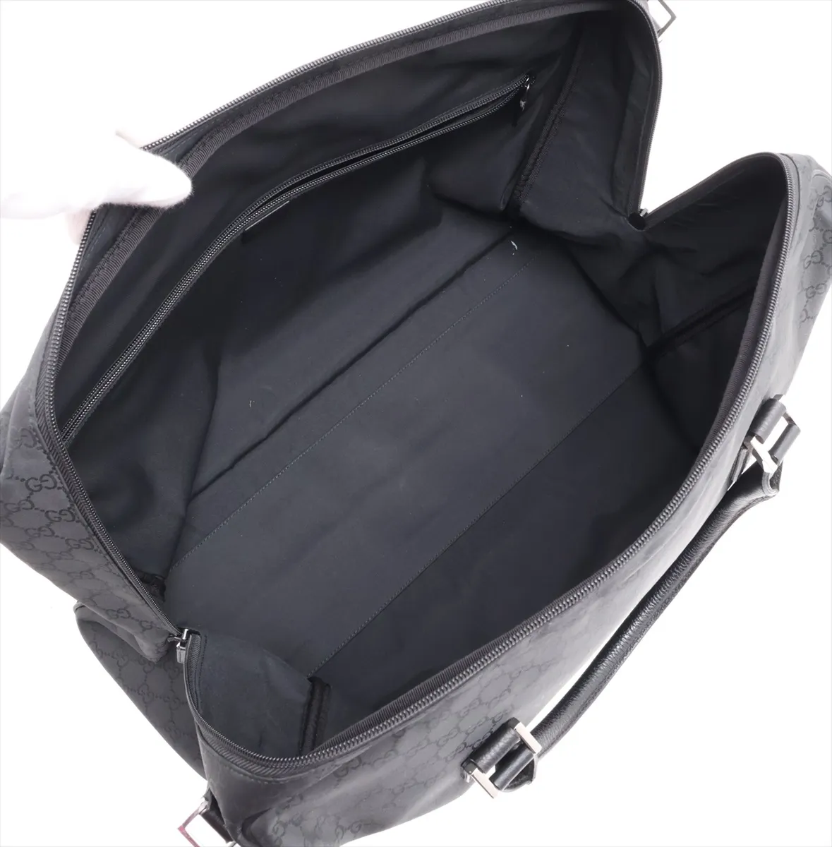 GG Nylon x Leather 2-Way Boston Bag Black 196356 Outlet — view 8