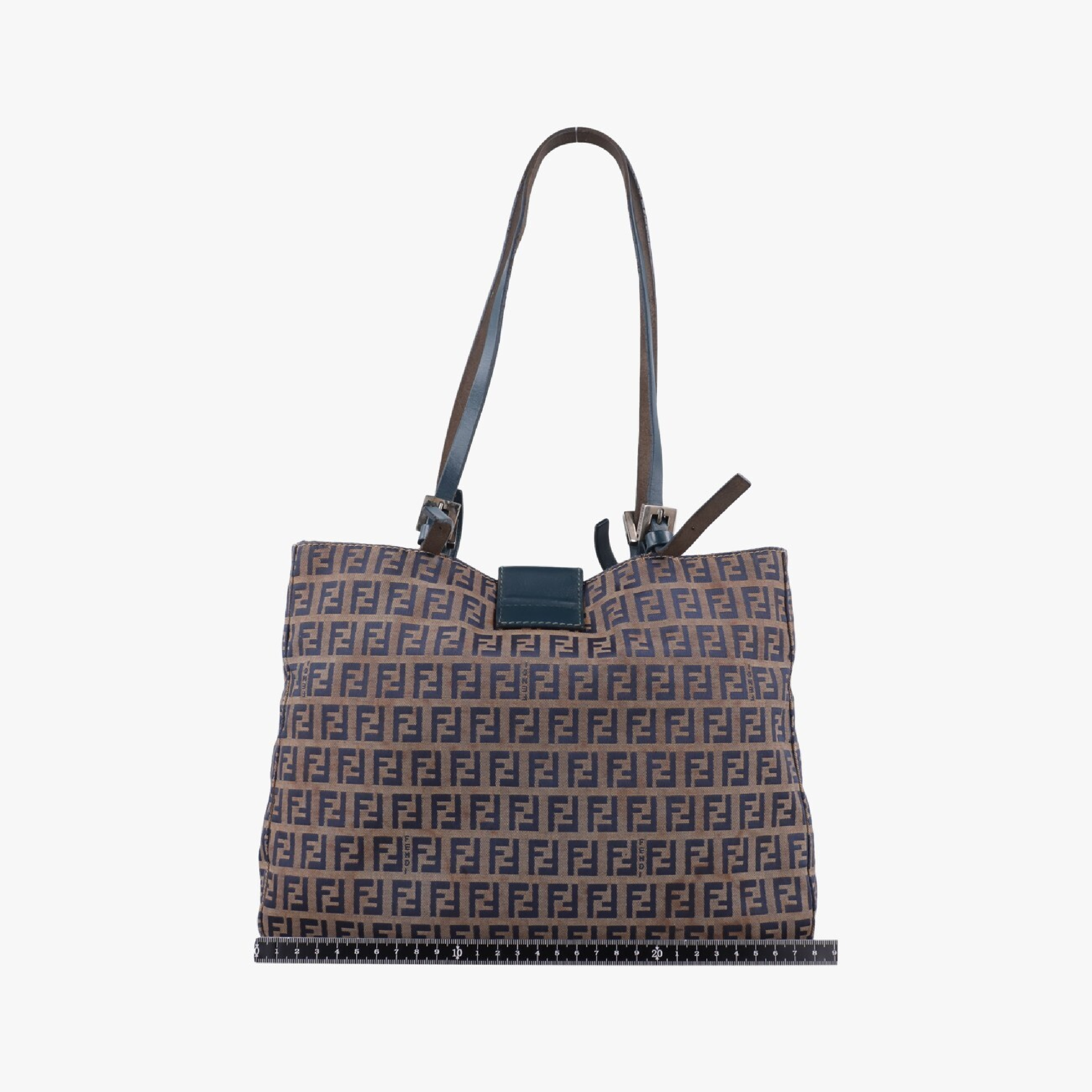 Zucchino Navy x Brown Canvas x Leather Shoulder Bag 8BR616 — view 2