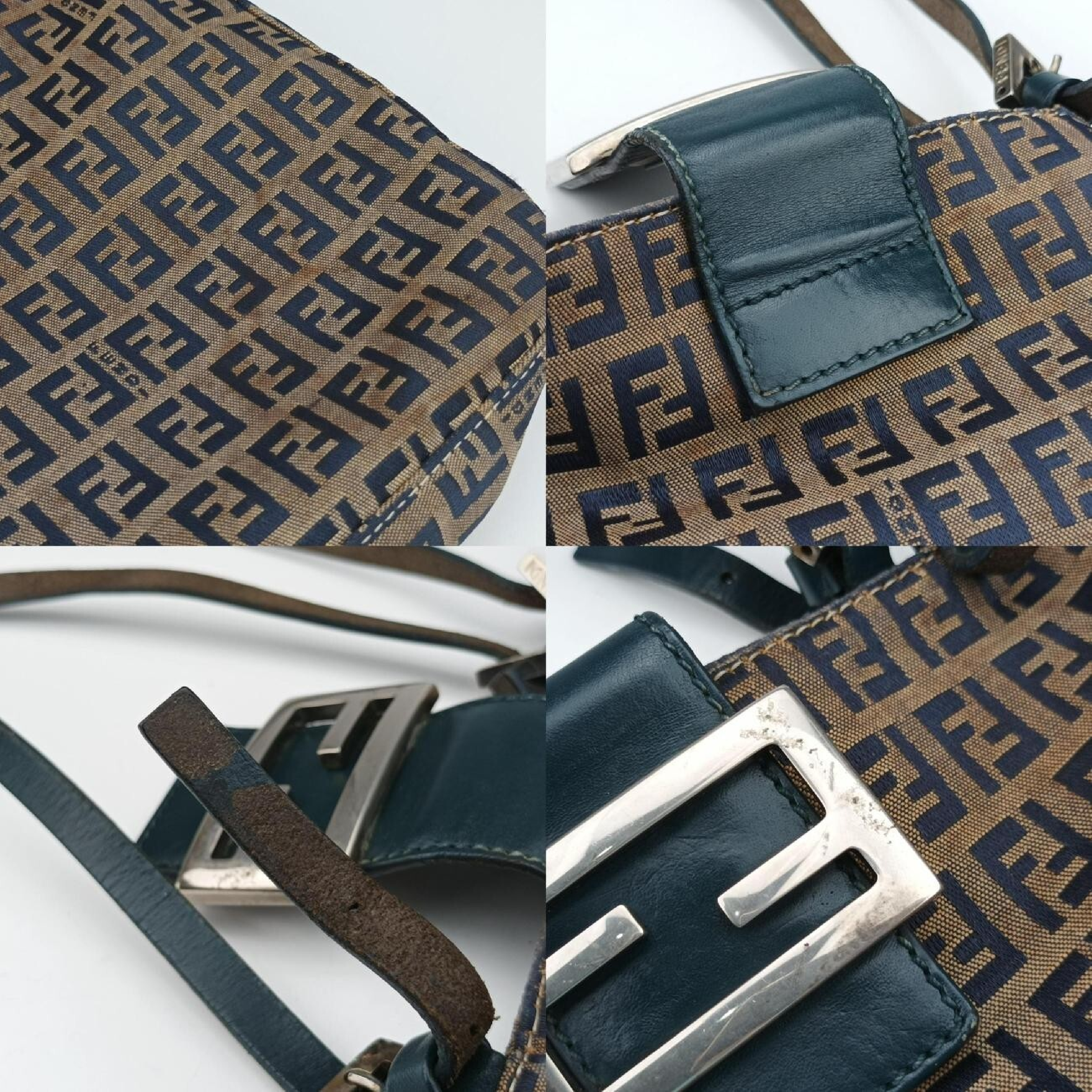 Zucchino Navy x Brown Canvas x Leather Shoulder Bag 8BR616 — view 10