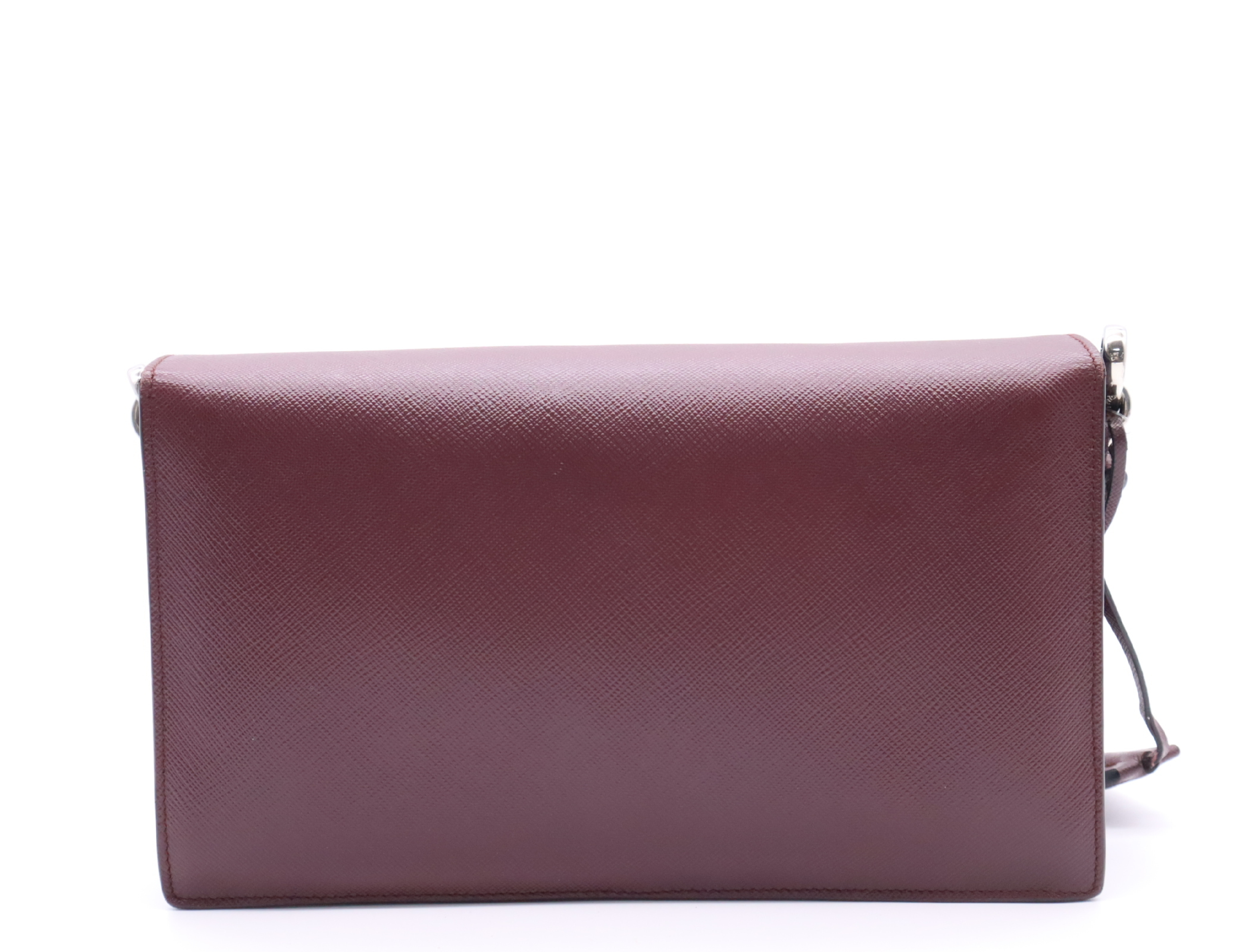 Saffiano Leather 2-Way Bag, Bordeaux, with Shoulder Strap, Clochette, and 2 Keys. — view 2