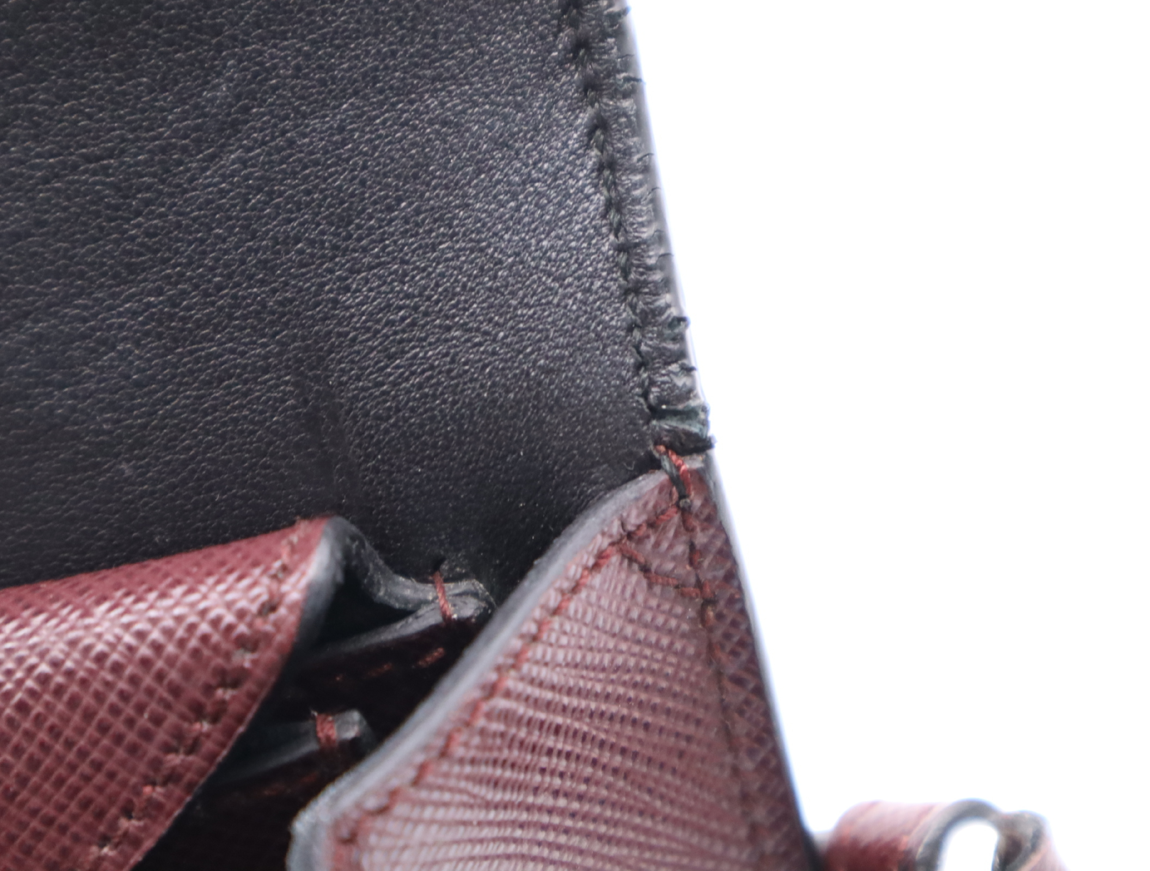 Saffiano Leather 2-Way Bag, Bordeaux, with Shoulder Strap, Clochette, and 2 Keys. — view 15