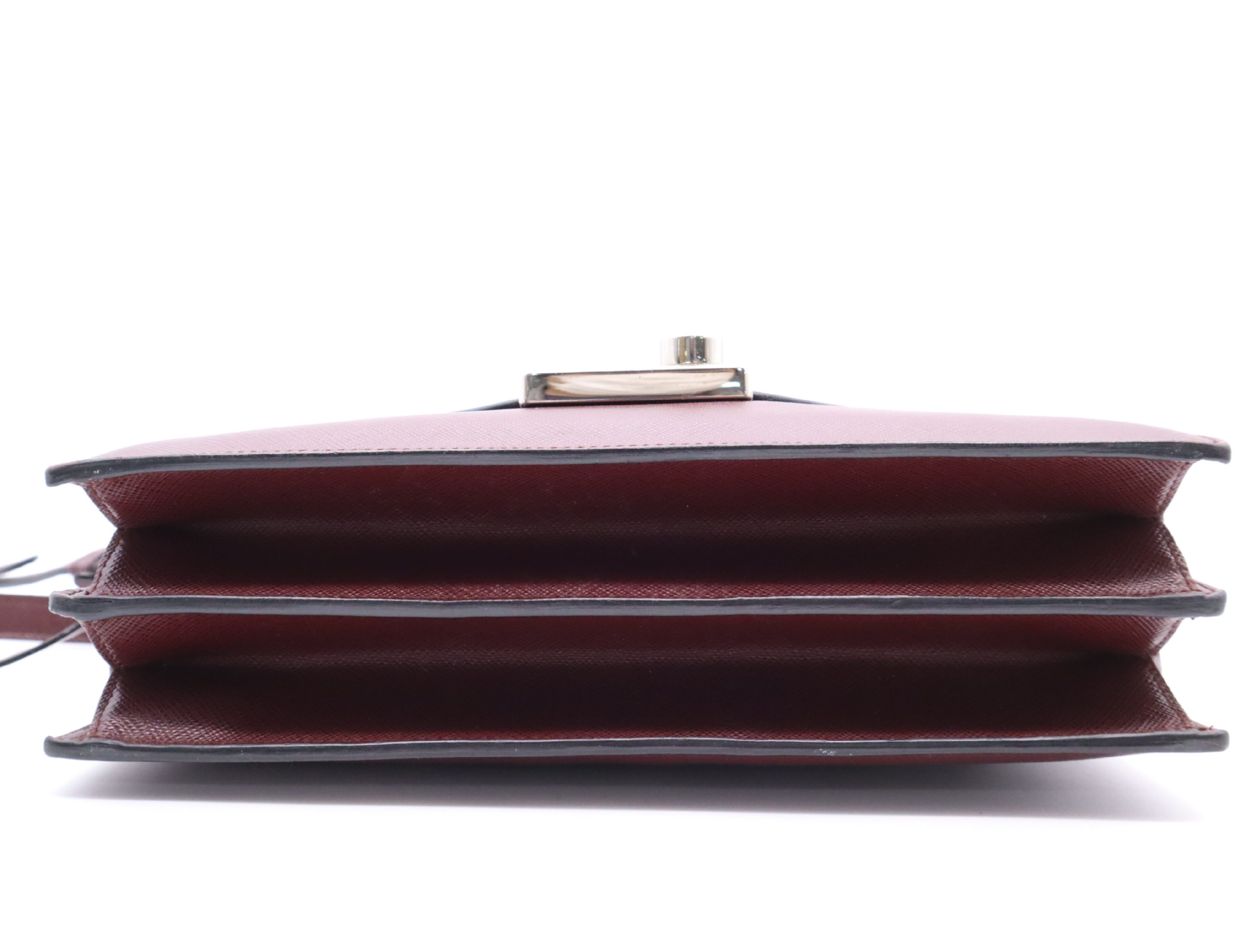 Saffiano Leather 2-Way Bag, Bordeaux, with Shoulder Strap, Clochette, and 2 Keys. — view 4