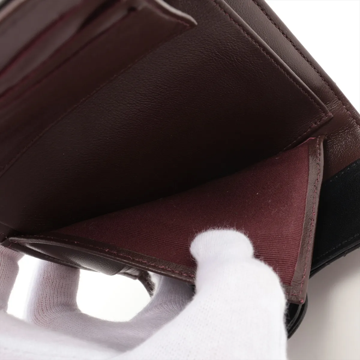 Matelassé Lambskin Compact Wallet, Black with Silver Hardware, UACTG452 — view 7