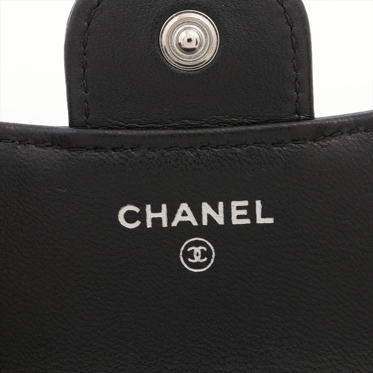 Matelassé Lambskin Compact Wallet, Black with Silver Hardware, UACTG452 — view 9