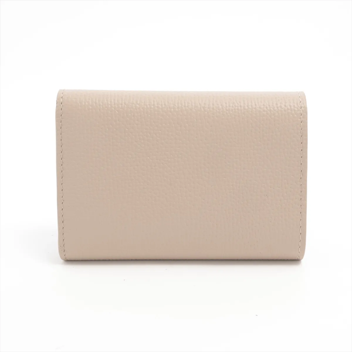 Vertical Anagram Small Vertical Wallet Leather Compact Wallet Beige — view 2