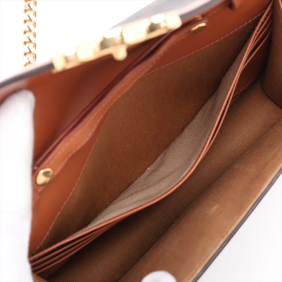Triomphe Margot PVC x Leather Chain Shoulder Bag, Brown — view 7
