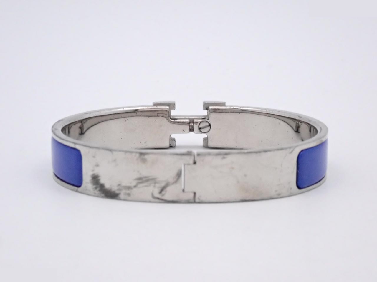 Click H Blue x Silver Bangle, Wrist circumference approx. 17cm — view 2