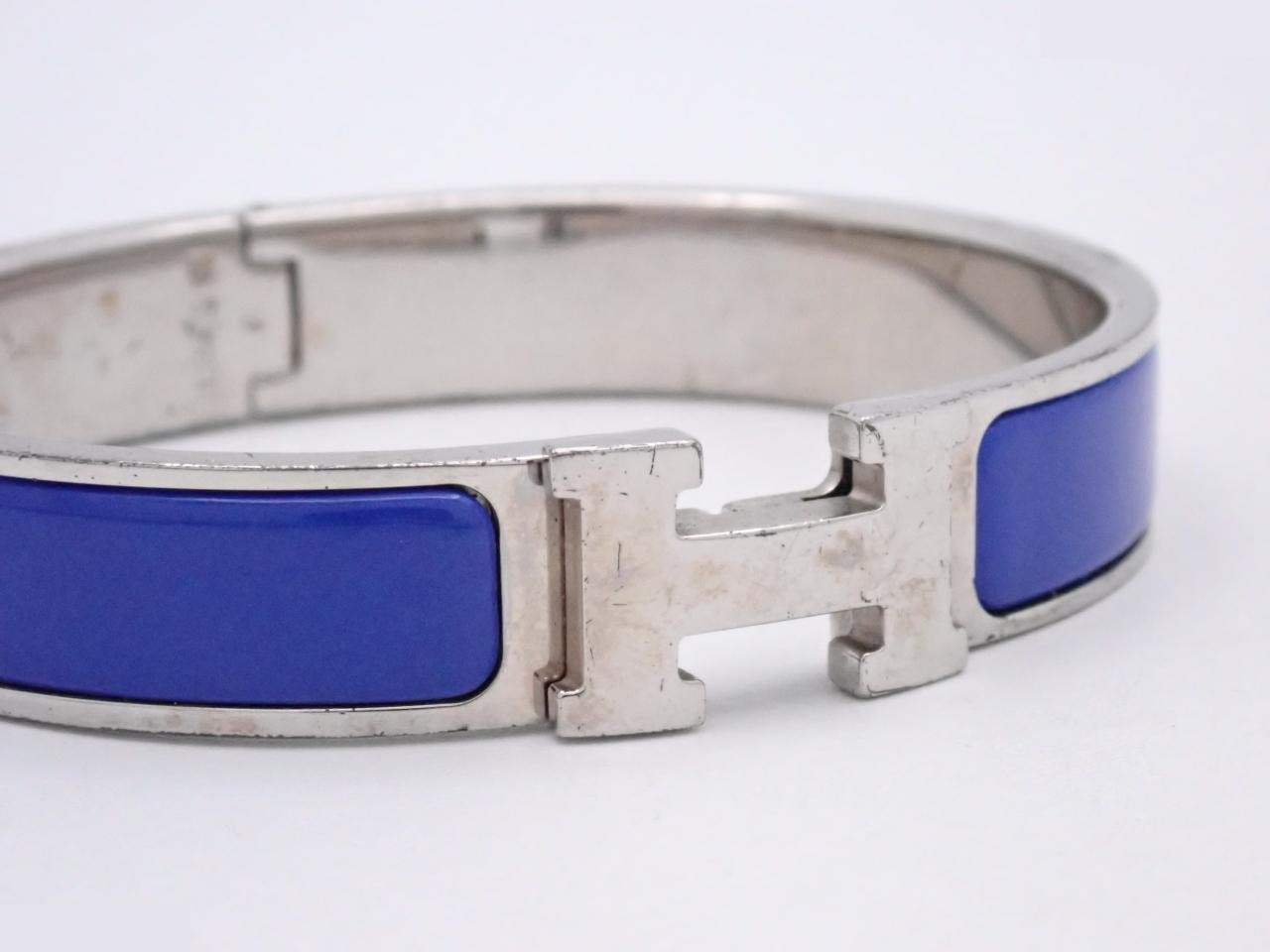 Click H Blue x Silver Bangle, Wrist circumference approx. 17cm — view 3