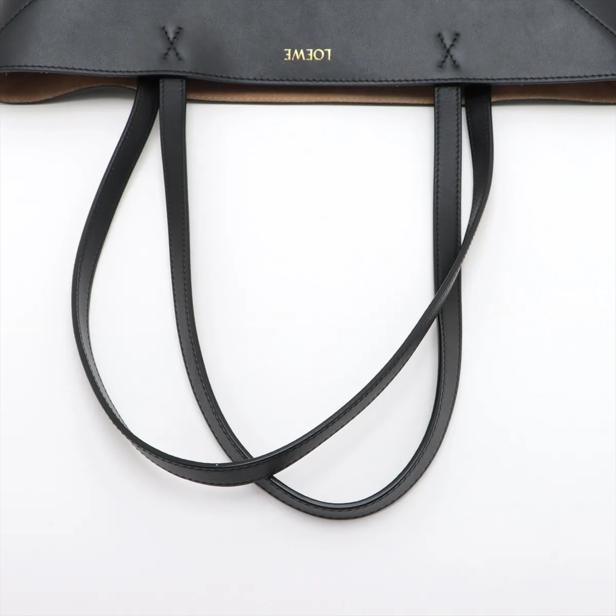 Puzzlefold Medium Leather Tote Bag Black — view 5