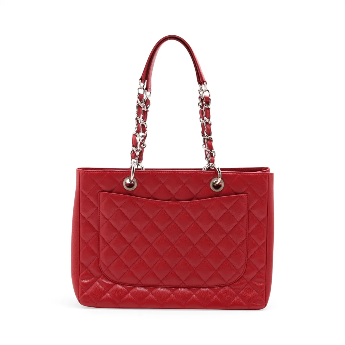 GST Caviar Skin Chain Tote Bag, Red, 15340263, Serial Number , A50995 — view 2