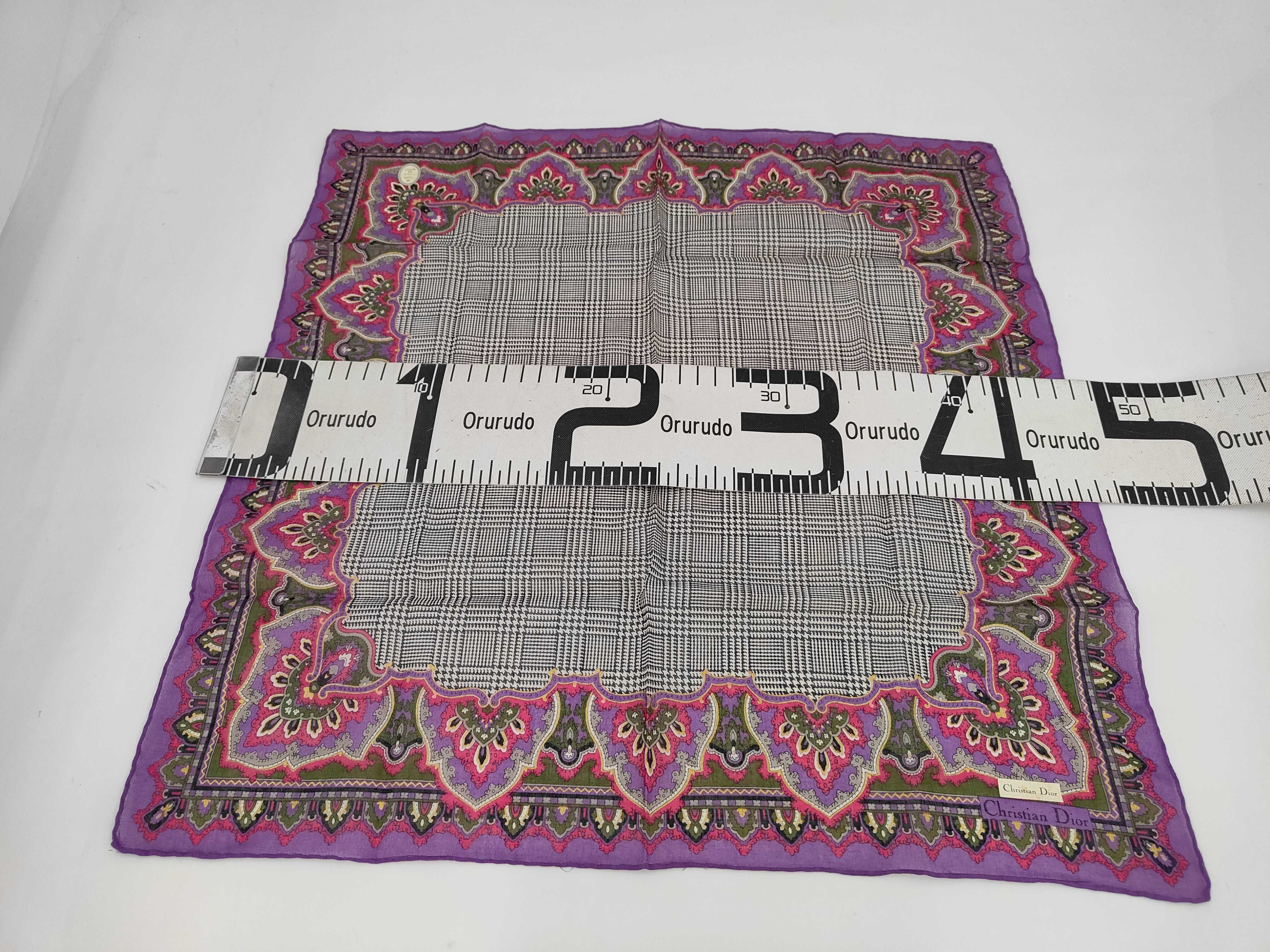 handkerchief scarf with sticker, floral houndstooth pattern, glitter, and other accessories. — view 2