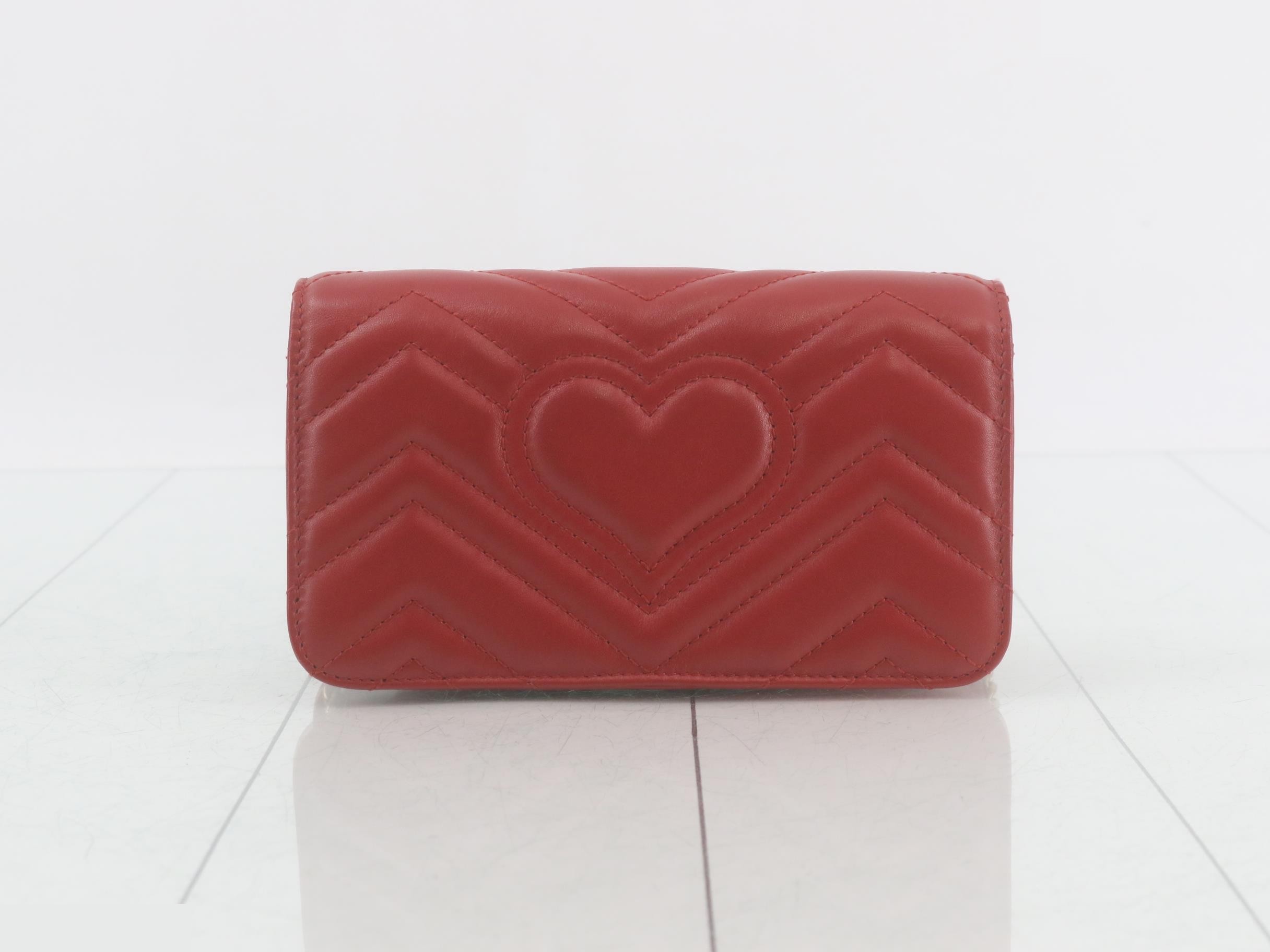 GG Marmont Chain Shoulder Bag, Calfskin, Red — view 2