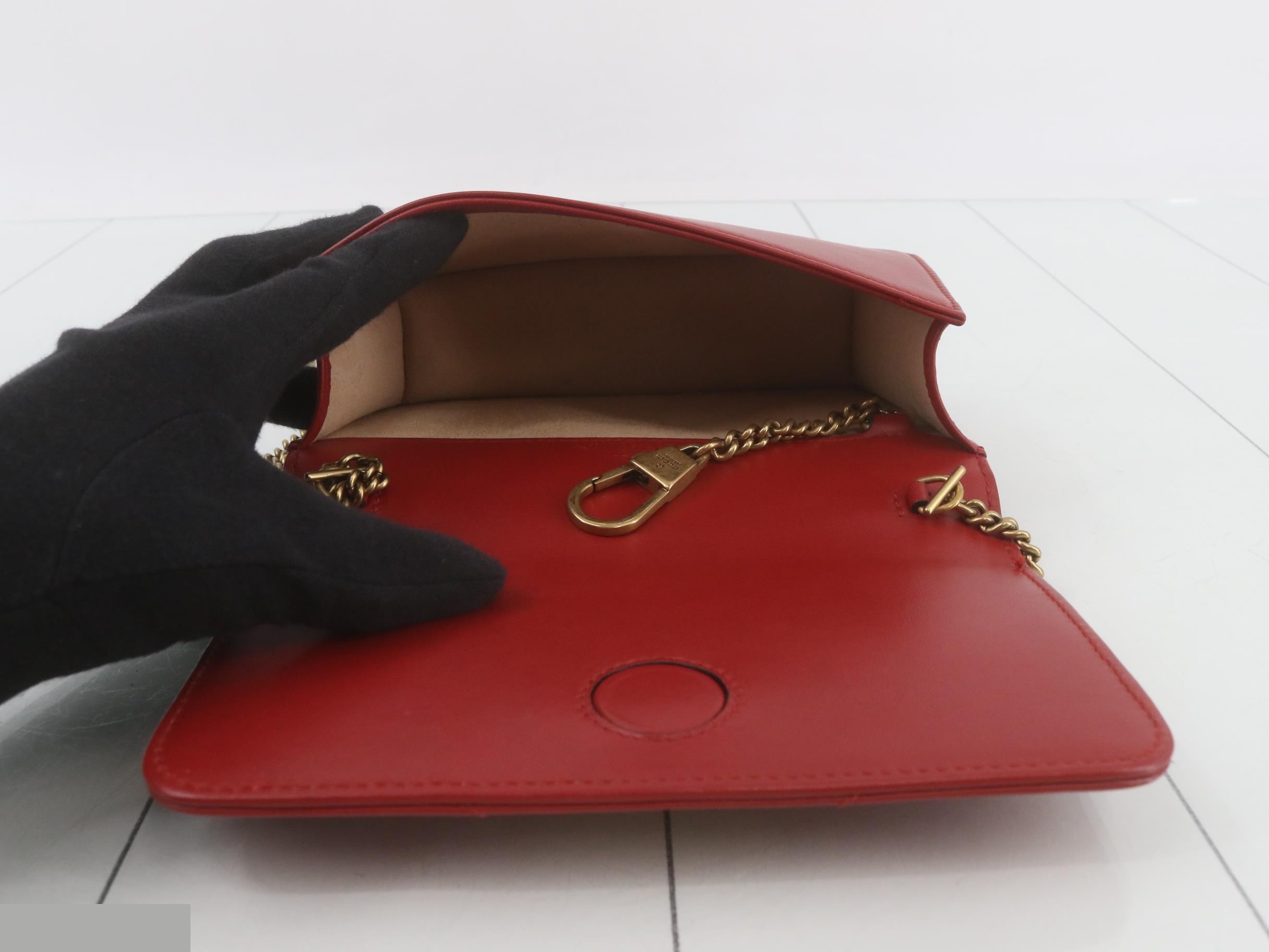 GG Marmont Chain Shoulder Bag, Calfskin, Red — view 4