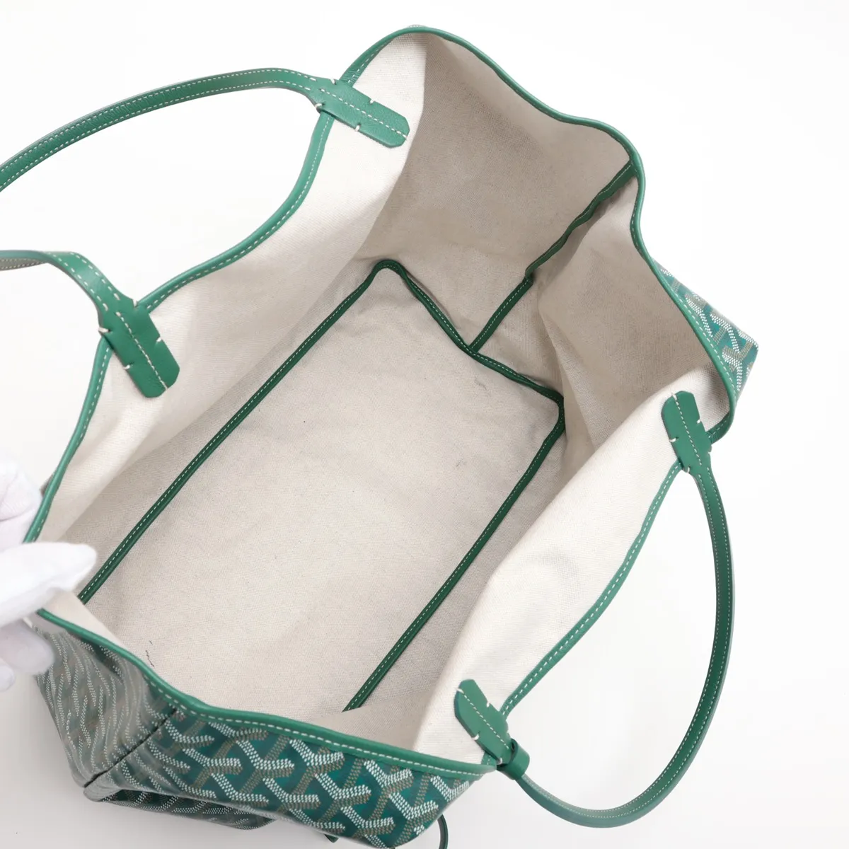 Saint Louis GM PVC x Leather Tote Bag, Green — view 7