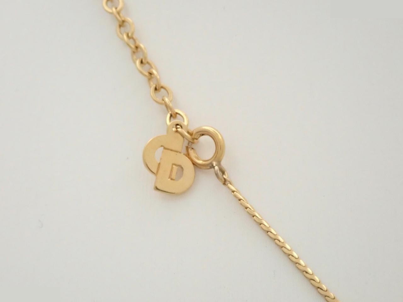 CD logo rhinestone gold necklace chain approximately 41cm — view 2
