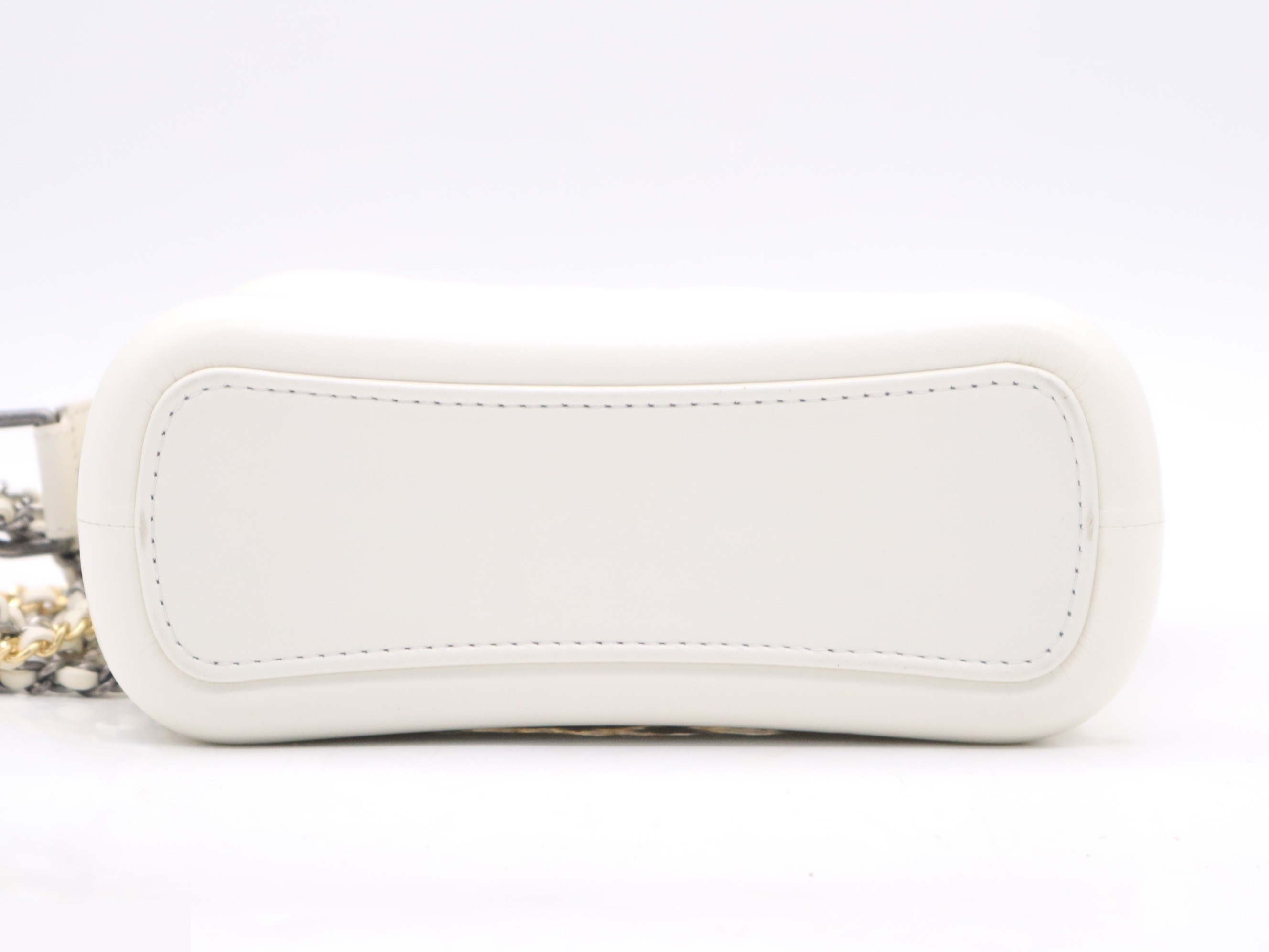 Leather Cabriel Dou Small Hobo Shoulder Bag, White, Gold Hardware — view 4