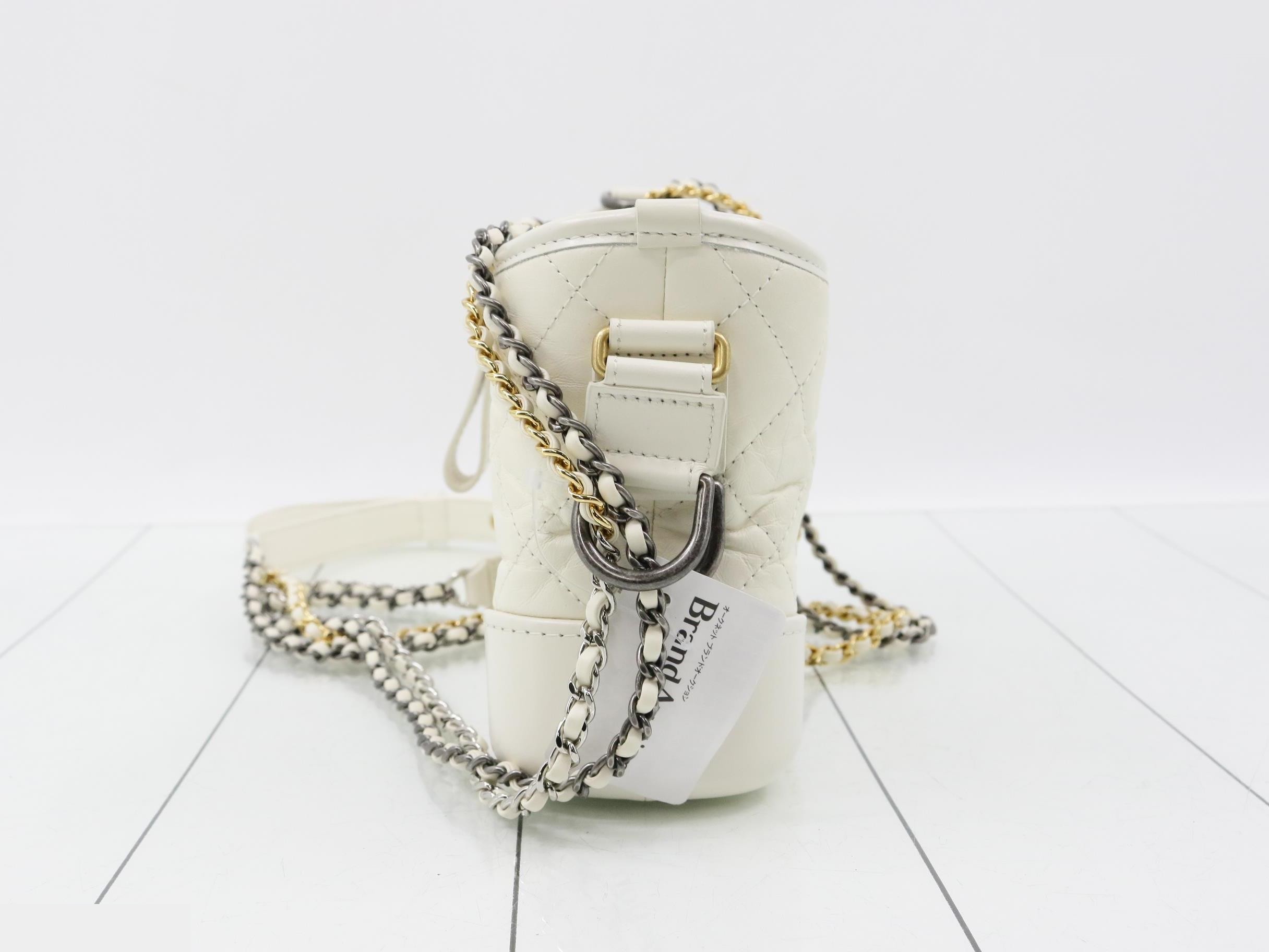 Leather Cabriel Dou Small Hobo Shoulder Bag, White, Gold Hardware — view 10