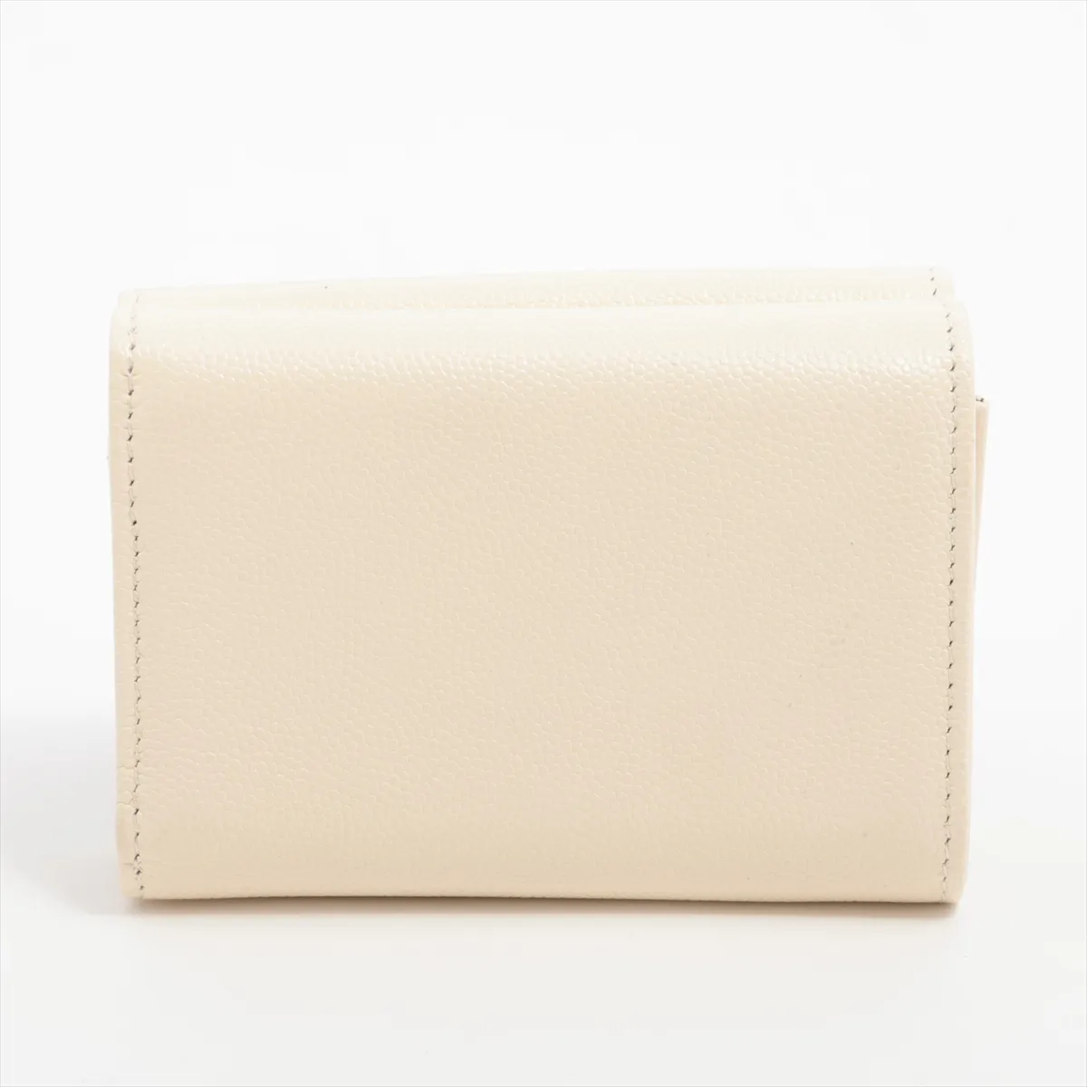 Coco Mark Caviar Skin Compact Wallet, Ivory, Gold Hardware, NXL4PC0K — view 2