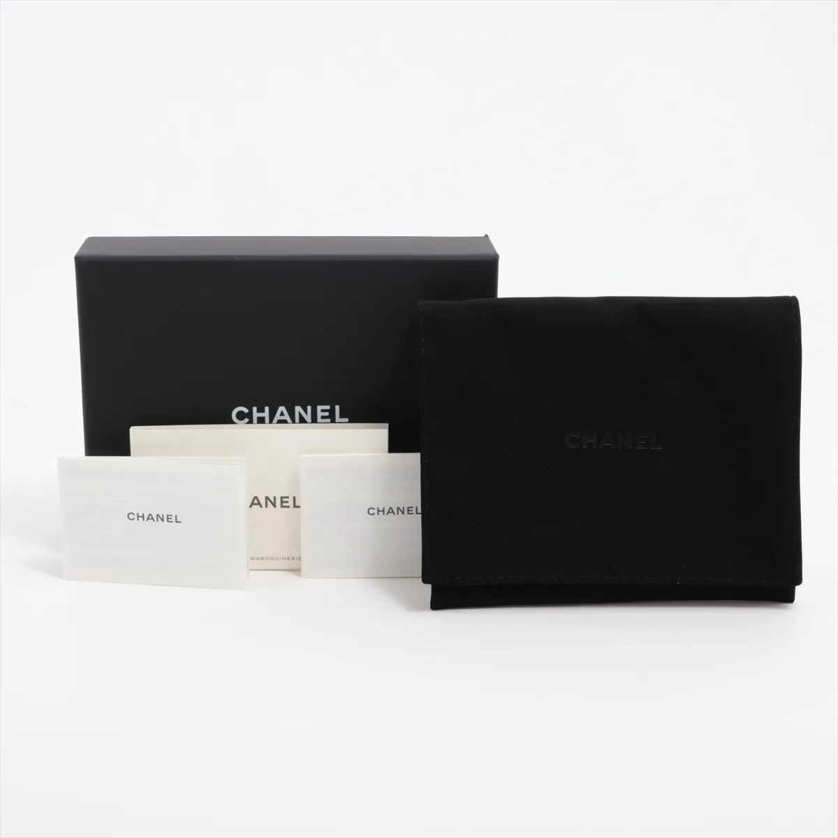 Coco Mark Caviar Skin Compact Wallet, Ivory, Gold Hardware, NXL4PC0K — view 9